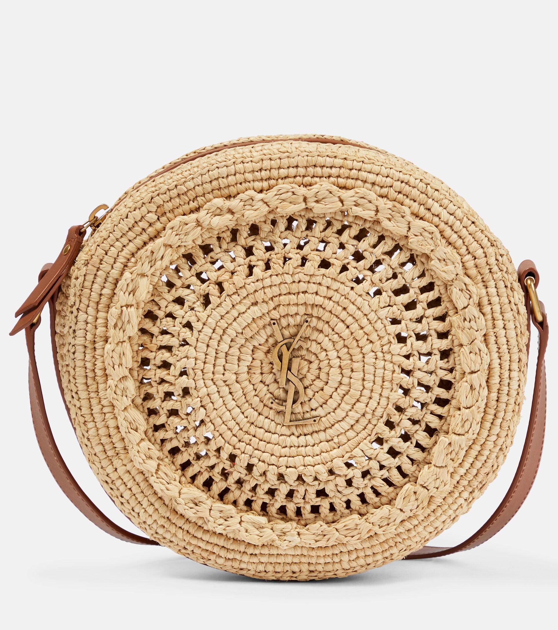 Saint Laurent Small Raffia Crossbody Bag in Metallic Lyst