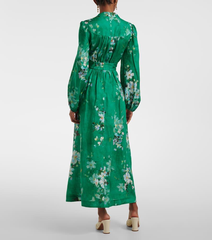 Zimmermann Everley Plunge Floral Linen Midi Dress in Green | Lyst Zimmermann Everley Plunge Floral Linen Midi Dress in Green | Lyst