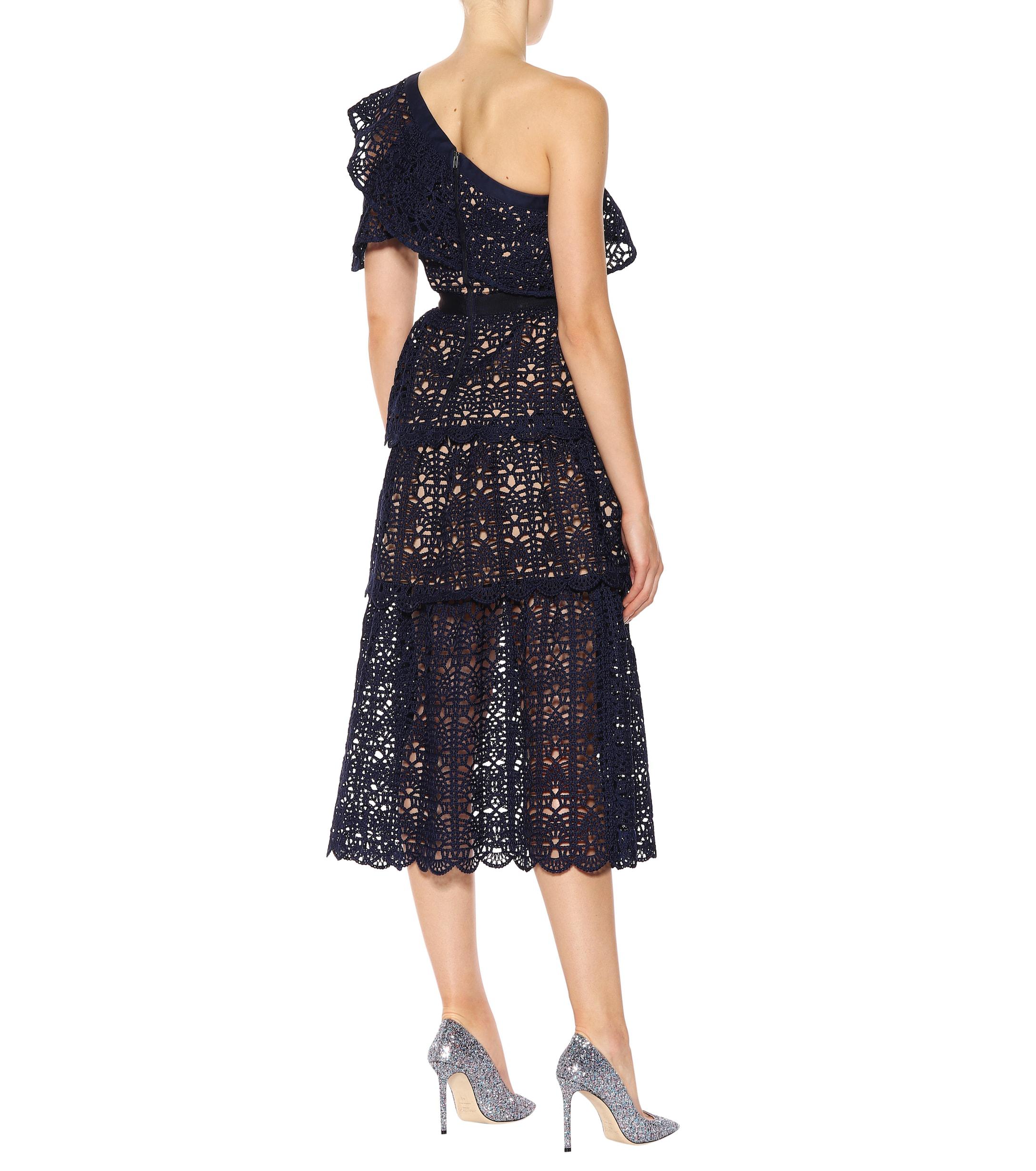 one shoulder crochet dress
