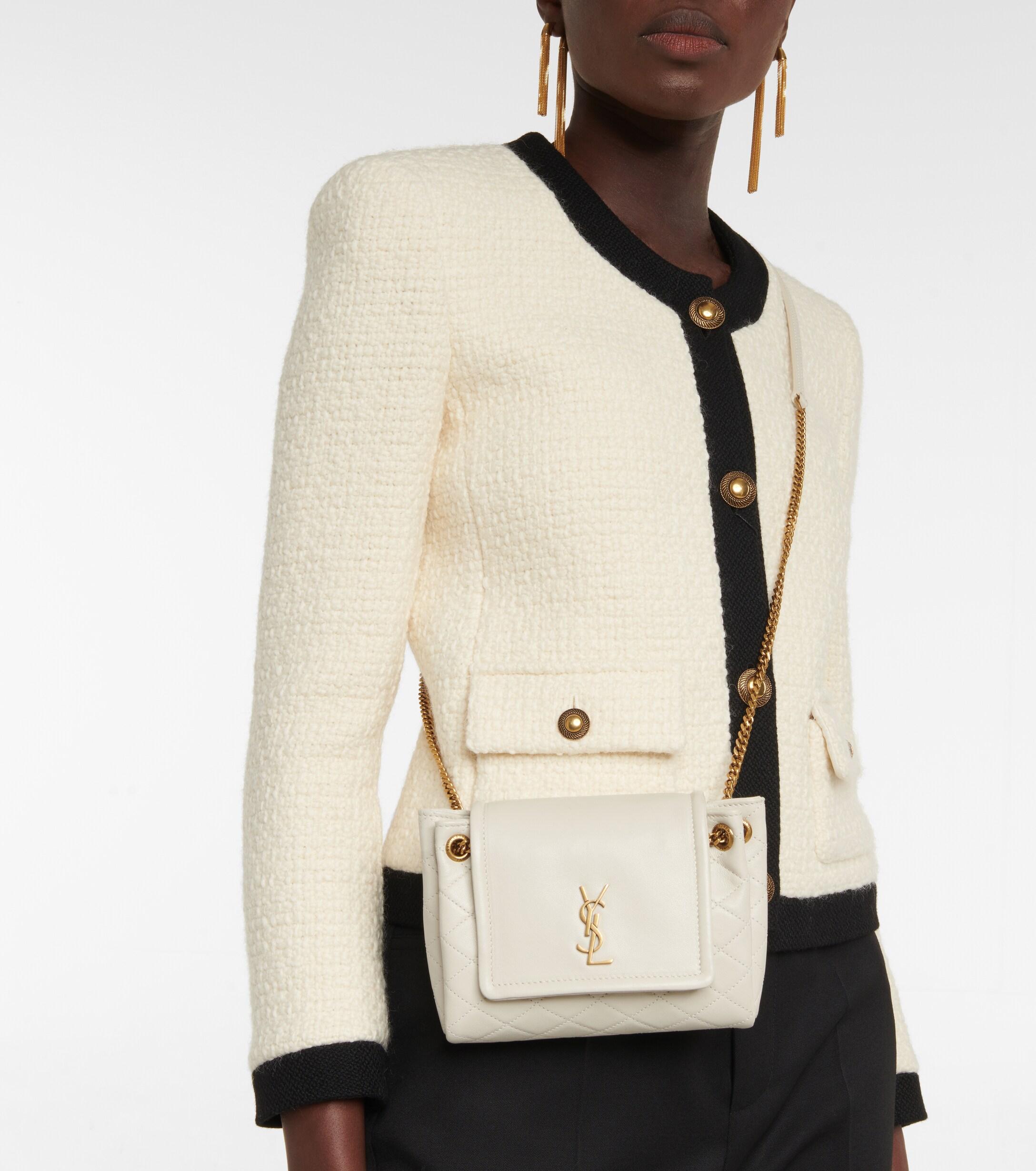 Saint Laurent Nolita Mini Leather Shoulder Bag in White | Lyst