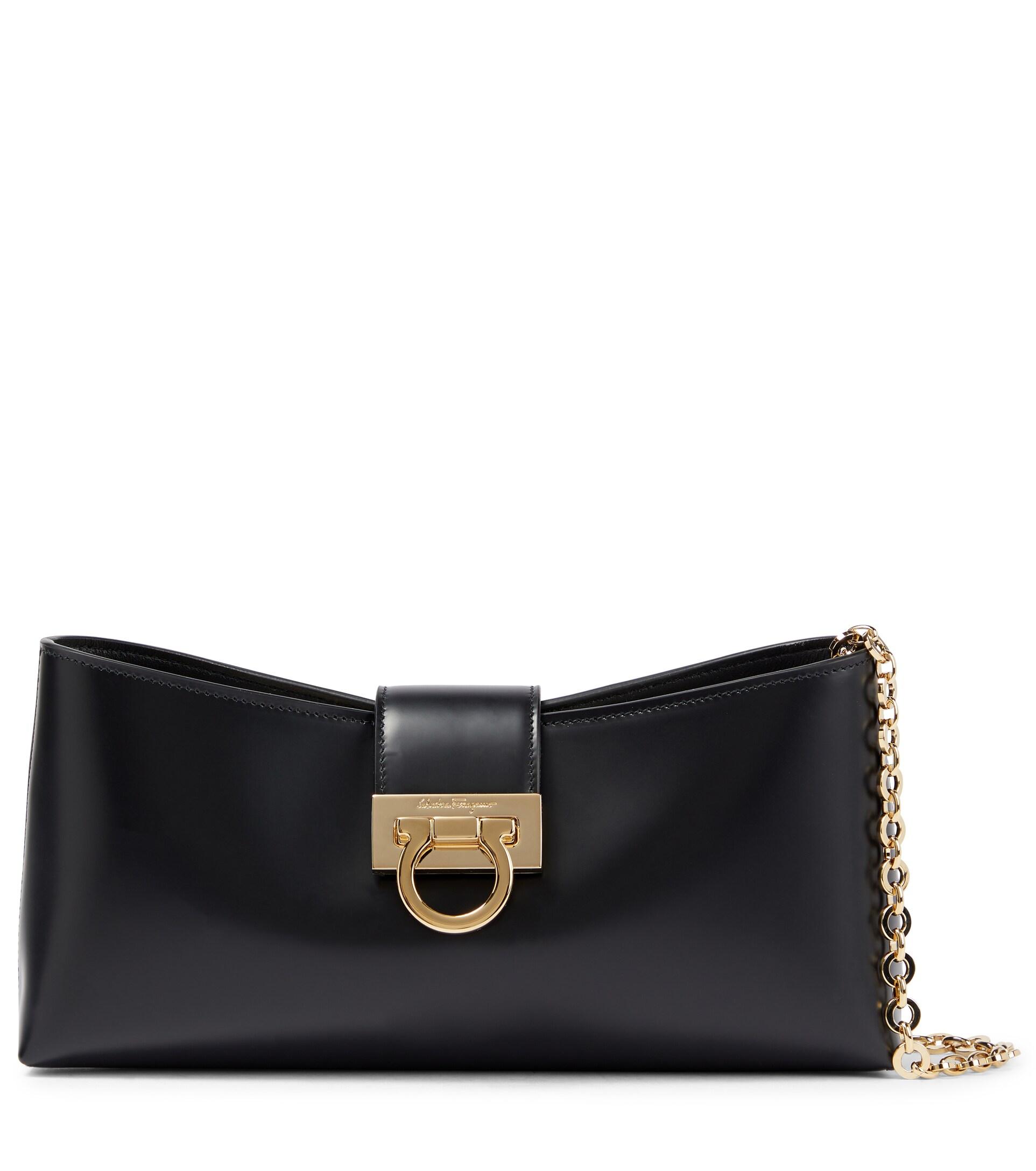 Ferragamo Trifolio Small Leather Shoulder Bag in Black | Lyst