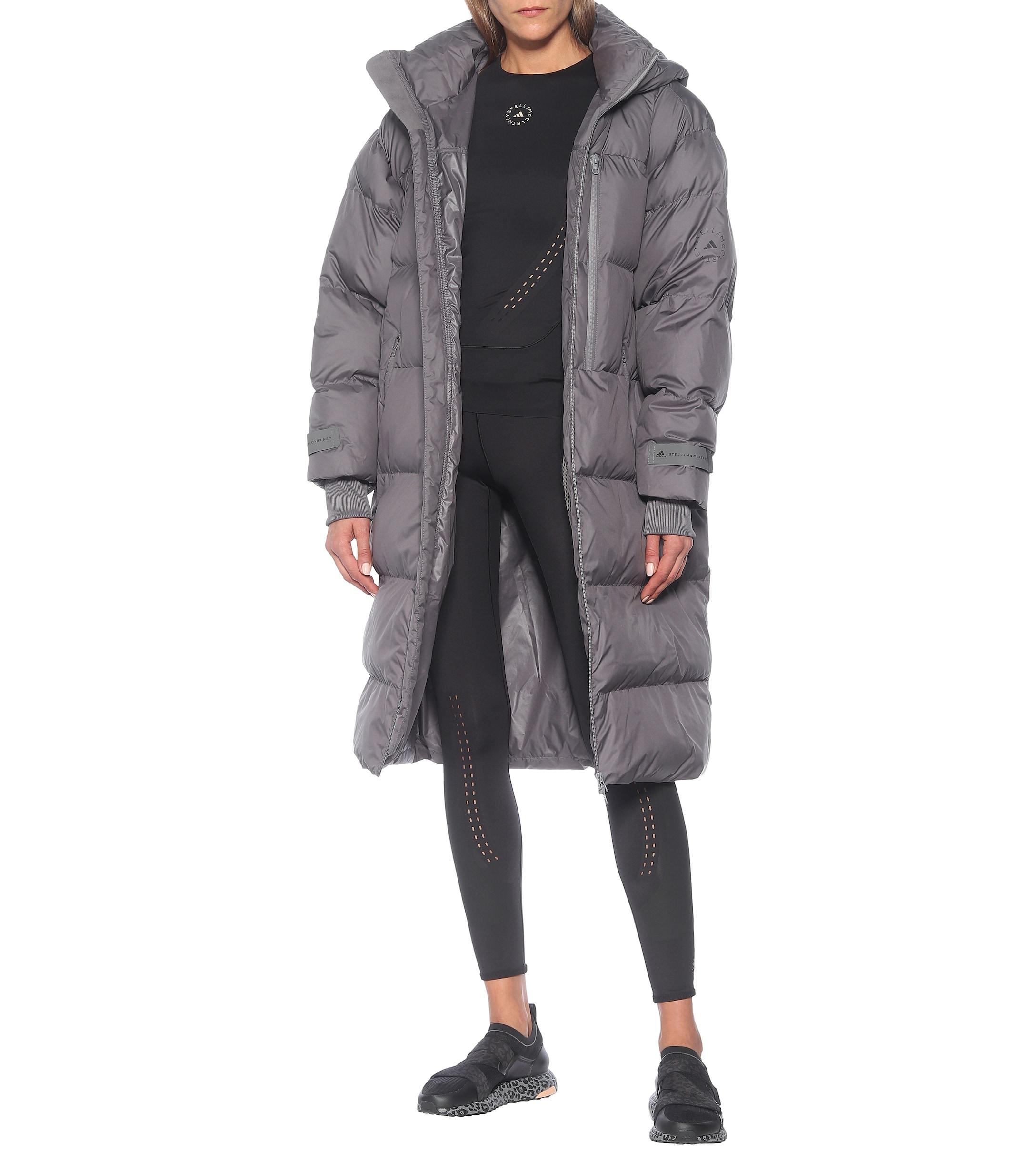 adidas By Stella McCartney Quilted Puffer Coat in Grey (Gray) - Lyst