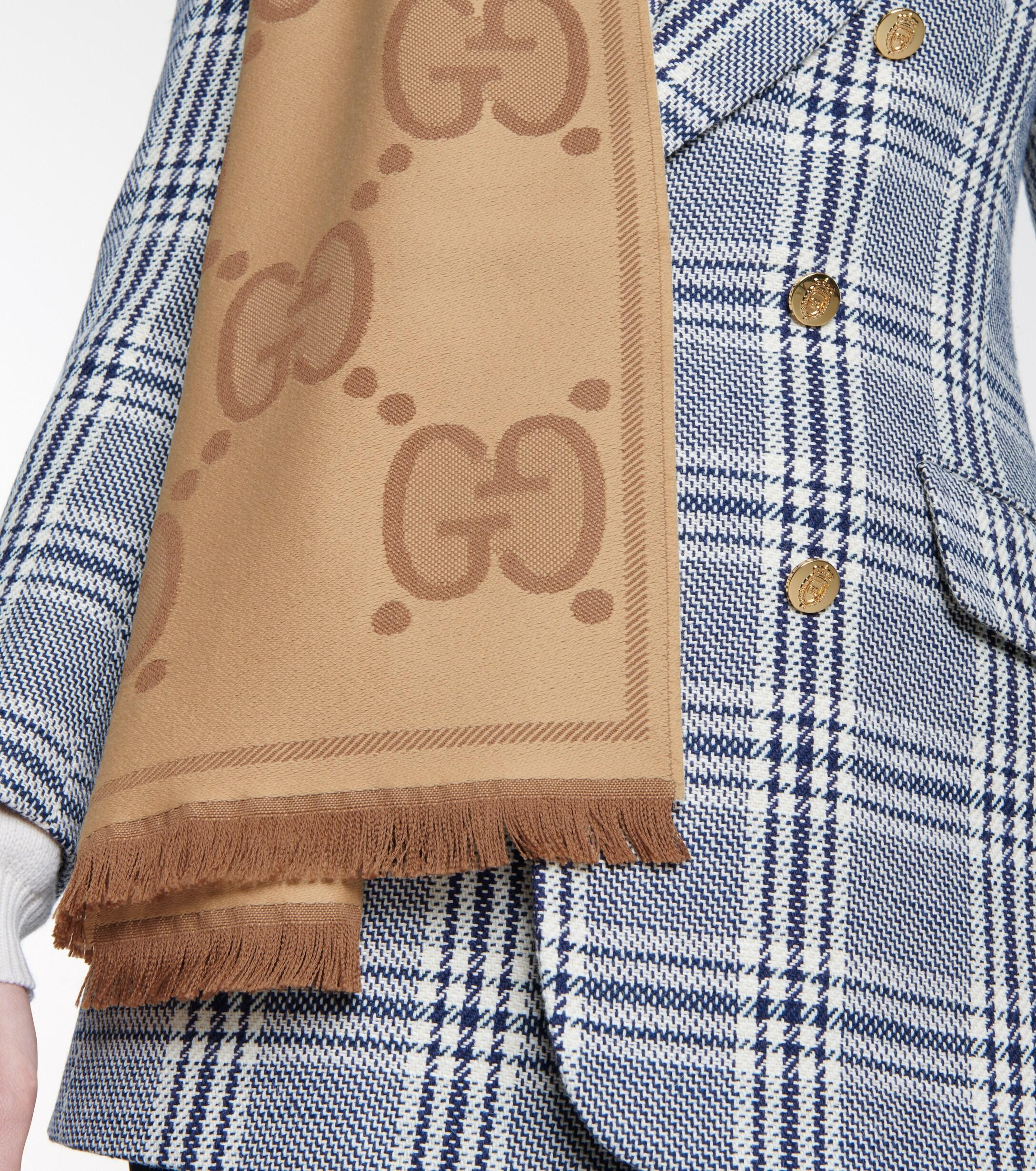 Gucci GG Wool Jacquard Scarf in Beige (Natural) Lyst