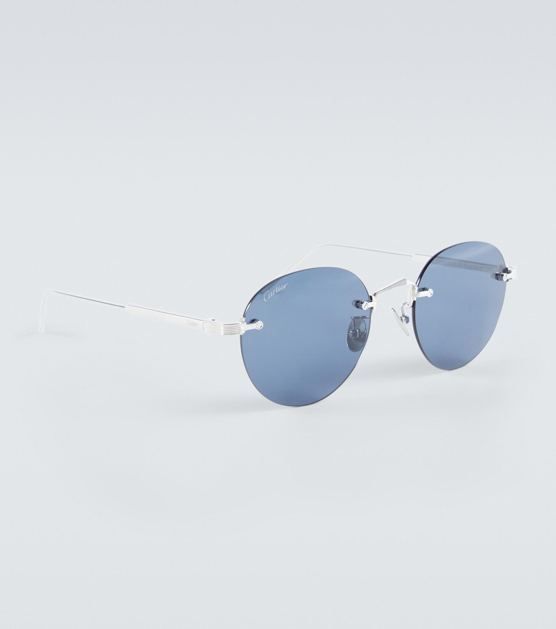 Cartier Pasha De Cartier Round Sunglasses in Blue for Men | Lyst