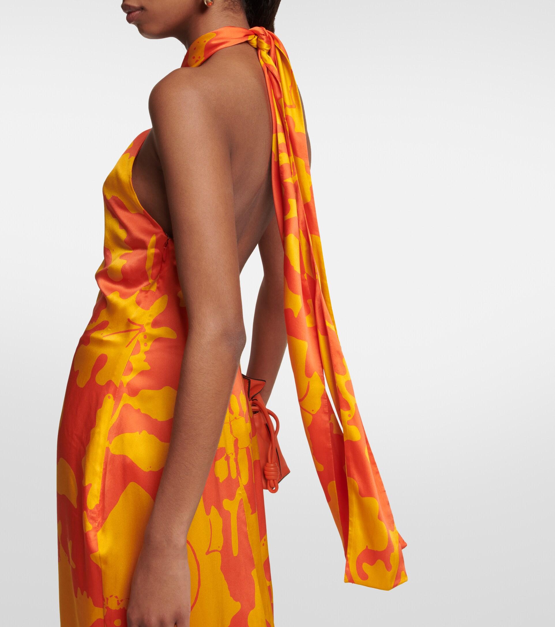 SIR. Printed Silk Maxi Dress in Orange | Lyst SIR. Printed Silk Maxi Dress in Orange | Lyst