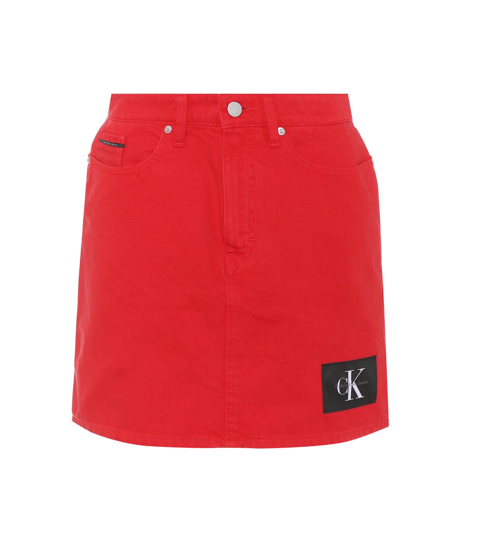 calvin klein red denim skirt