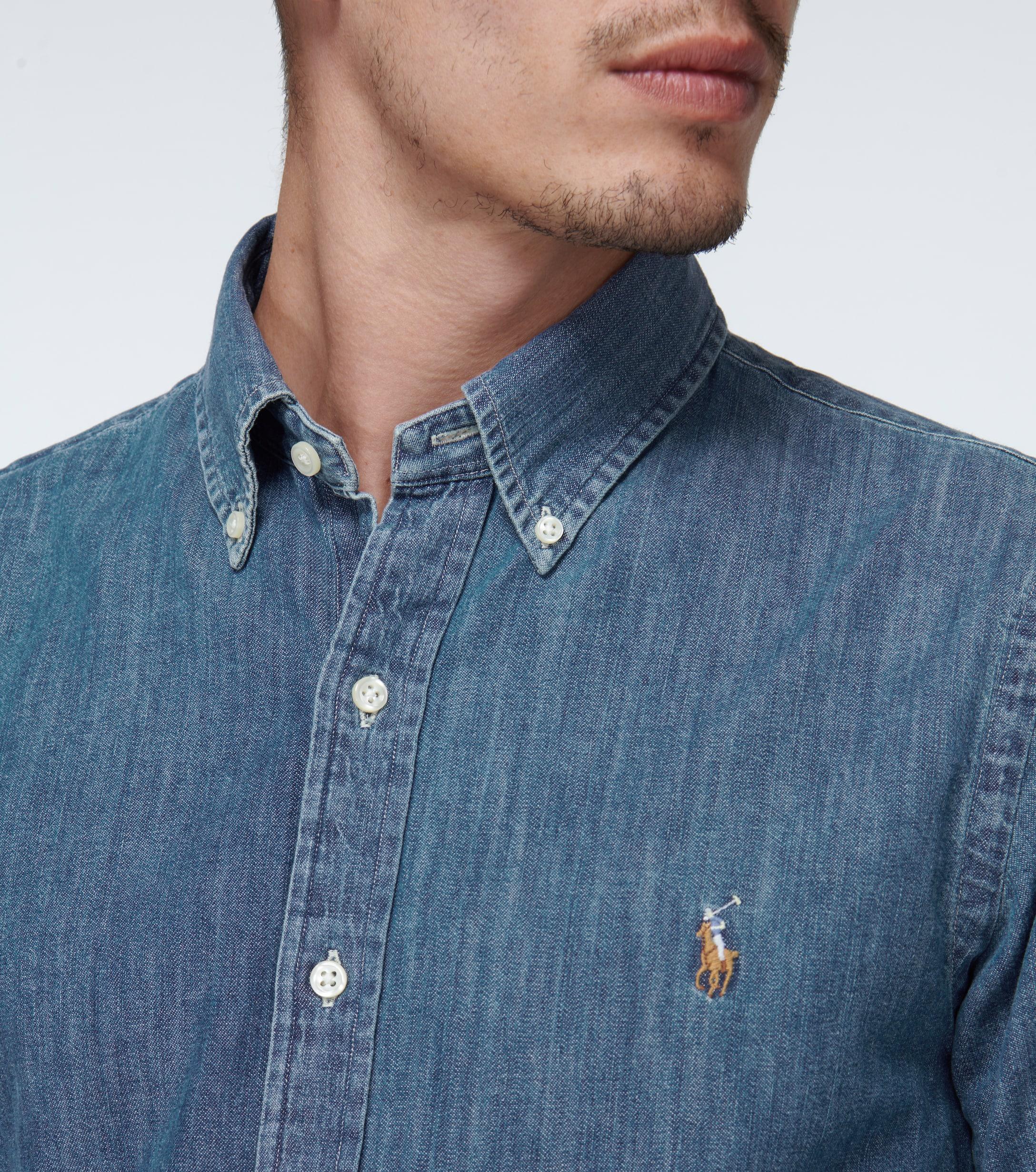 polo ralph lauren slim fit denim shirt