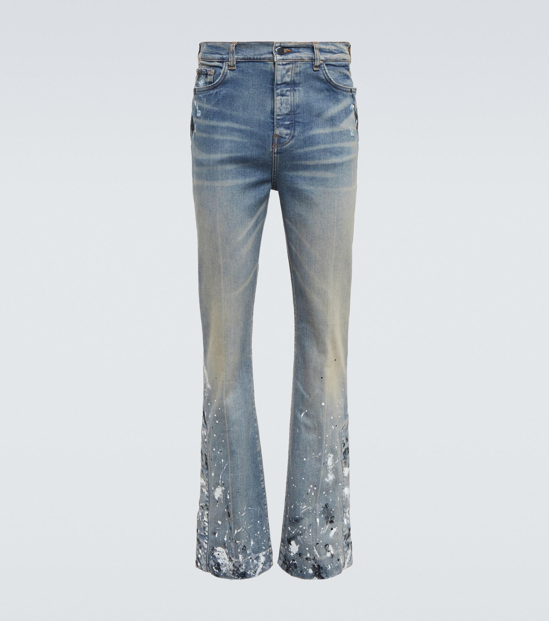 Amiri Paint Splatter Flared Jeans in Blue for Men Lyst
