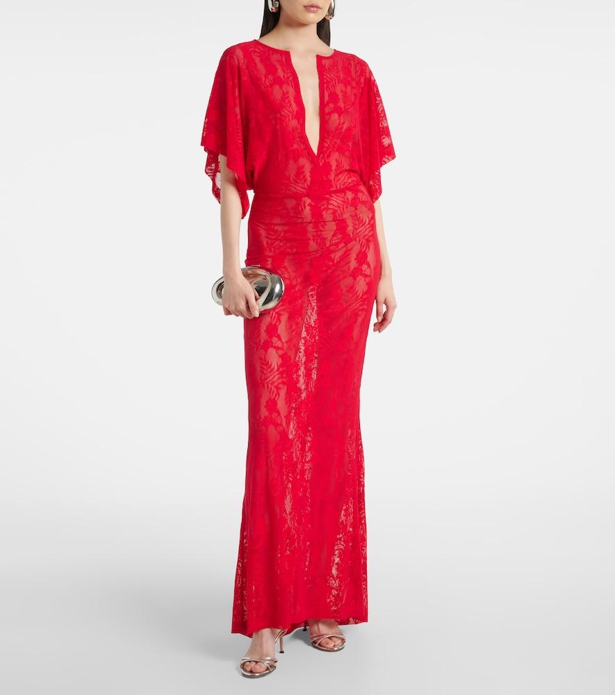 chinese dress ladies 80s Norma Kamali Velvet & Lace Dress | S-M
