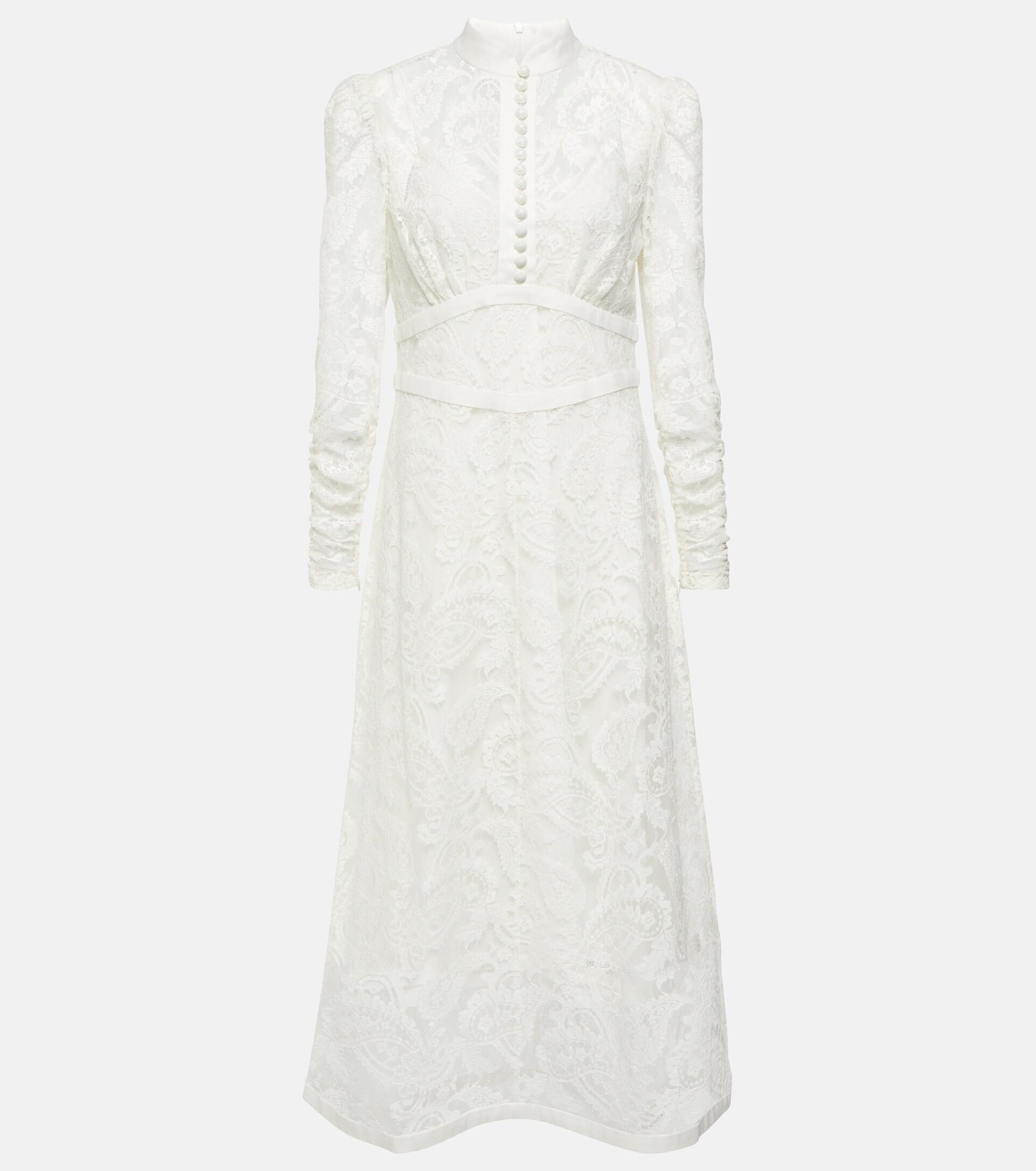 Zimmermann Paisley Lace Midi Dress in White | Lyst