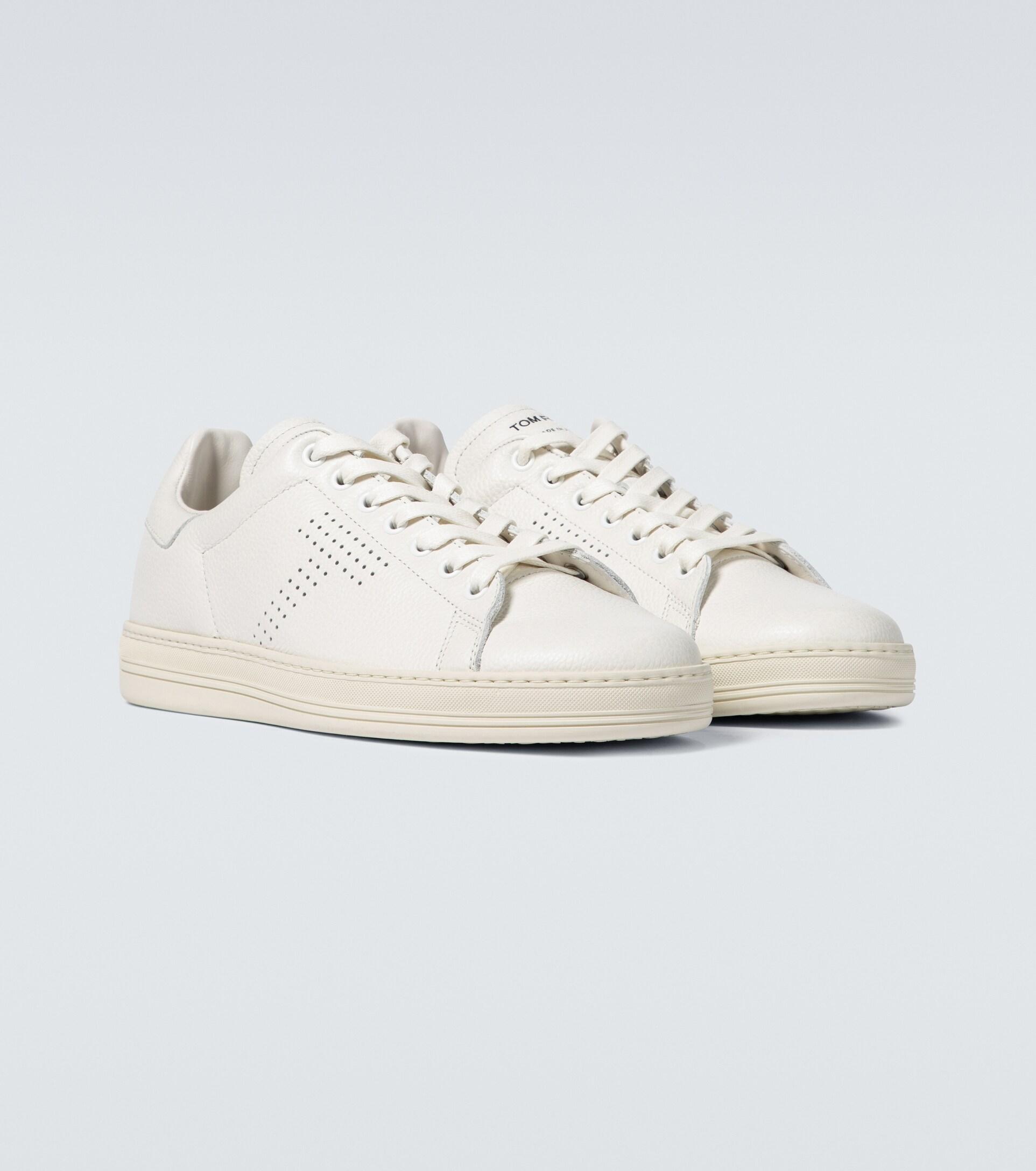 Tom Ford Warwick Grained Leather Sneakers in White for Men | Lyst