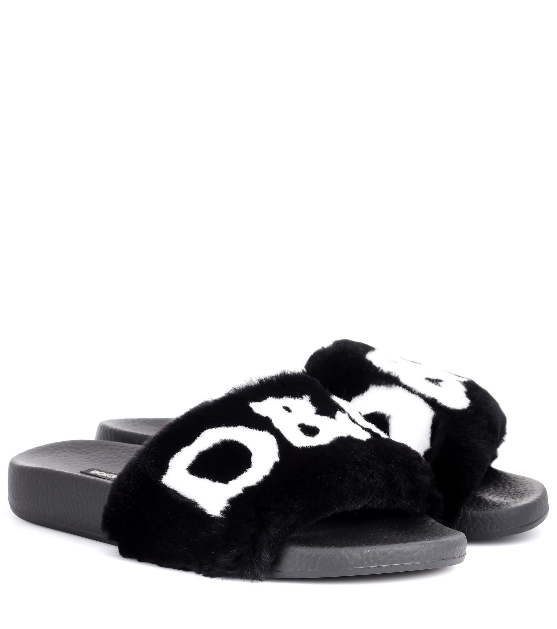 dolce and gabbana fur slides