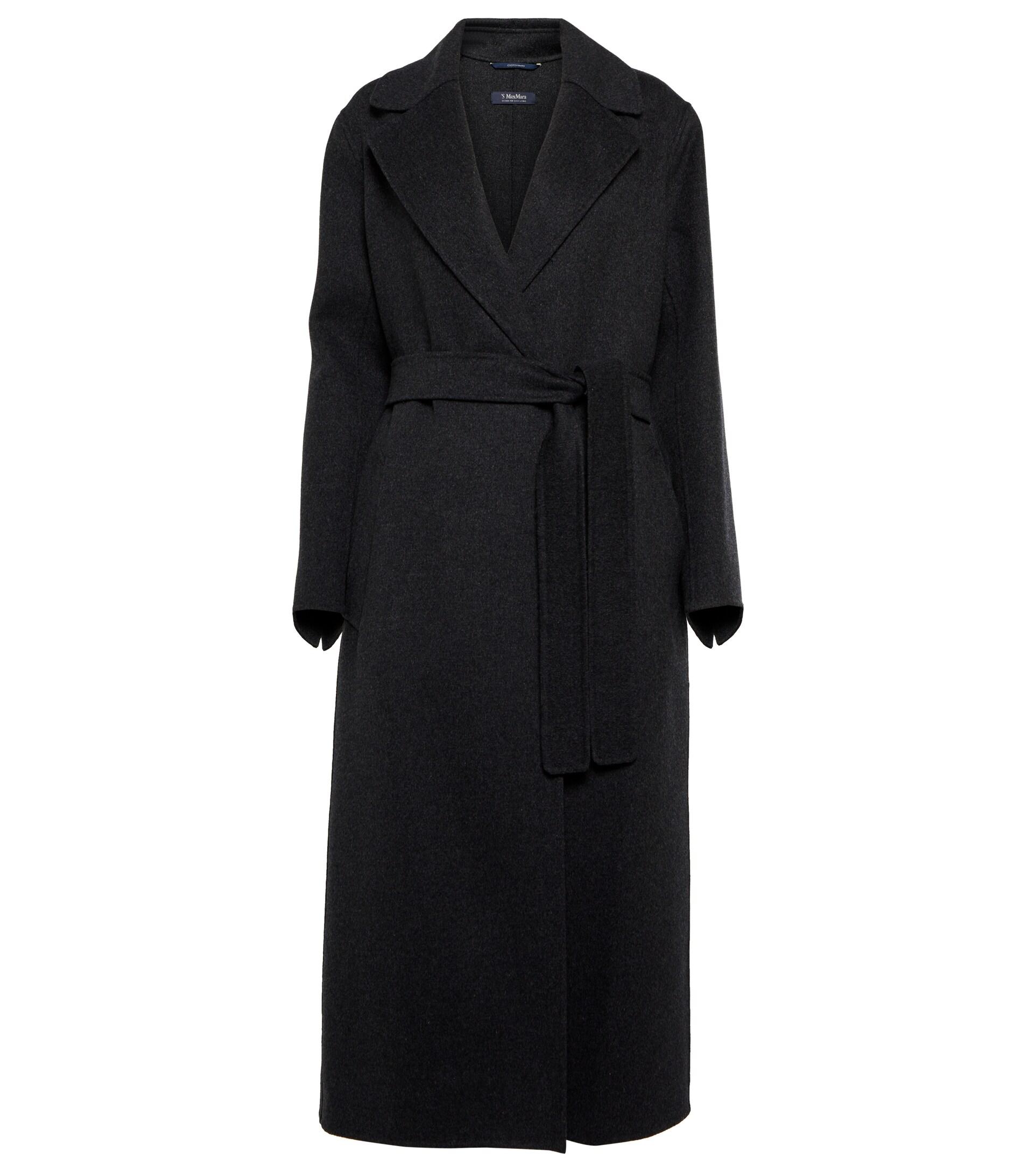 Max Mara Luci Belted Wool Coat in Black | Lyst