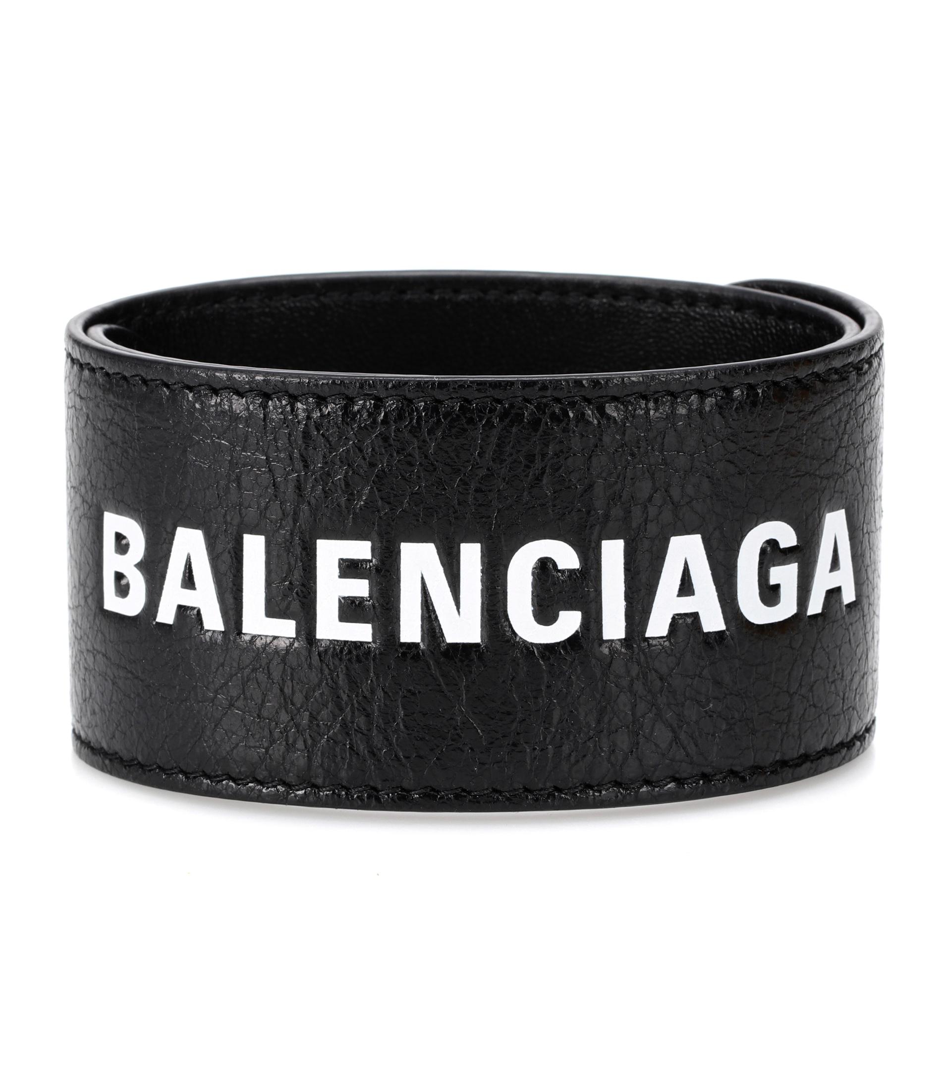 Balenciaga Leather Bracelet in Black | Lyst