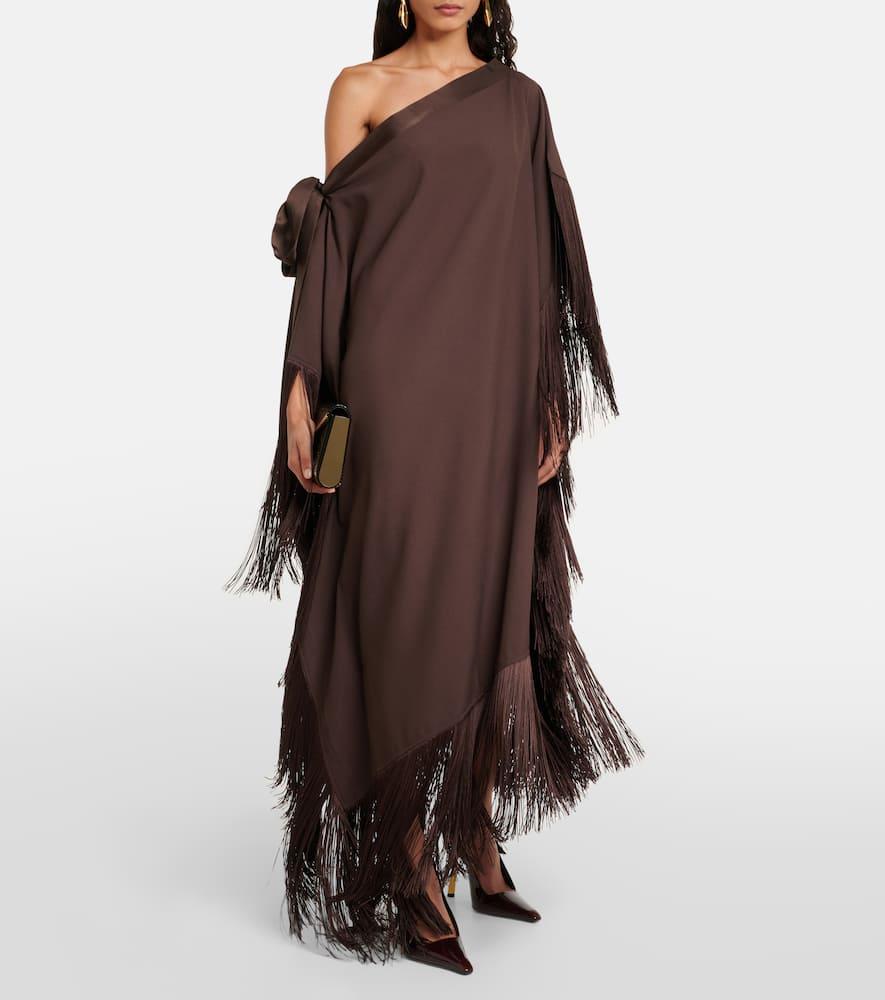 taller marmo brown dress Taller Marmo Berlin Fringed Crepe Gown main image 0