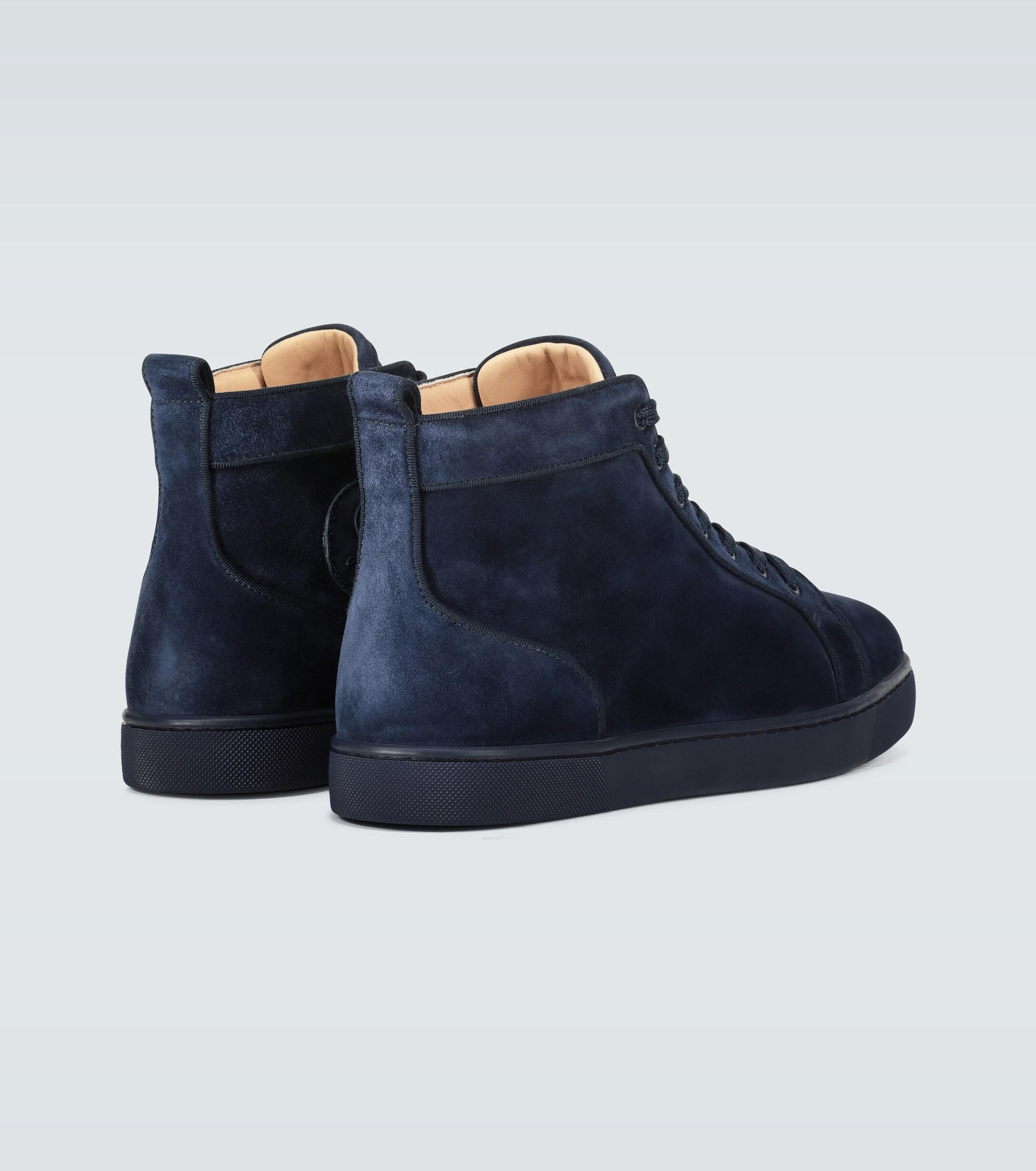 Christian Louboutin Louis orlato high top white navy blue sneaker trainer sz 41 s-l1200.png main image 4