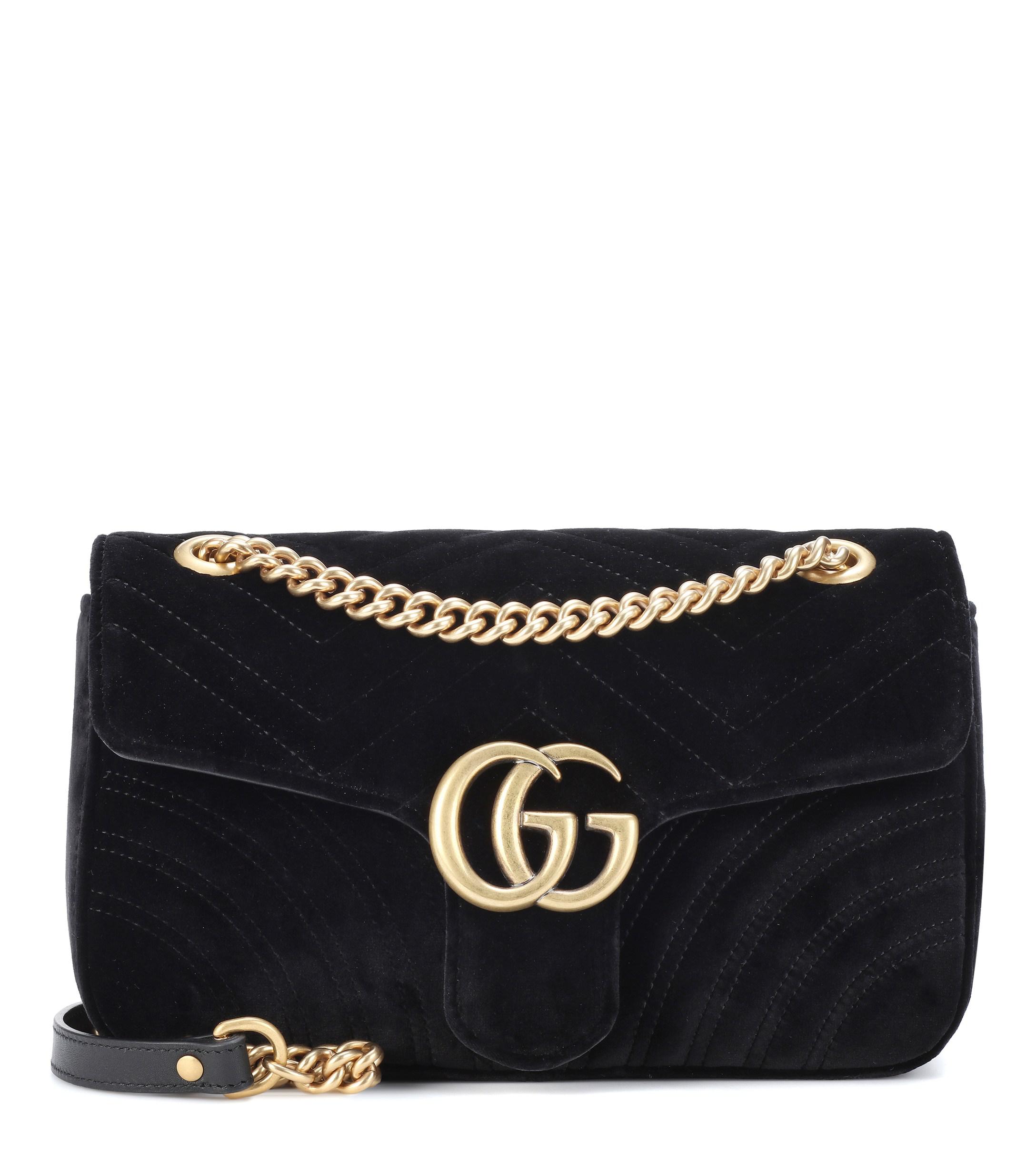 Gucci GG Marmont Small Velvet Shoulder Bag in Nero (Black) - Lyst