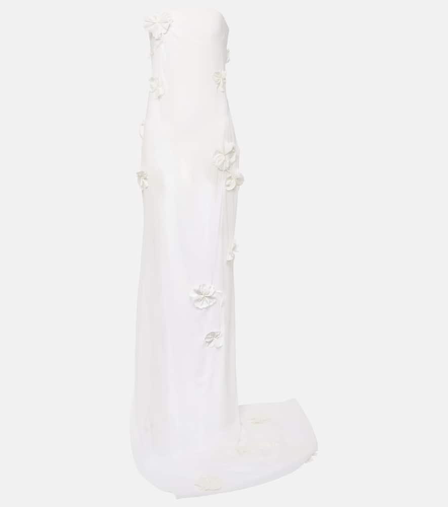 Jacquemus Embroidered Silk-Blend Mousseline Maxi Dress in White | Lyst
