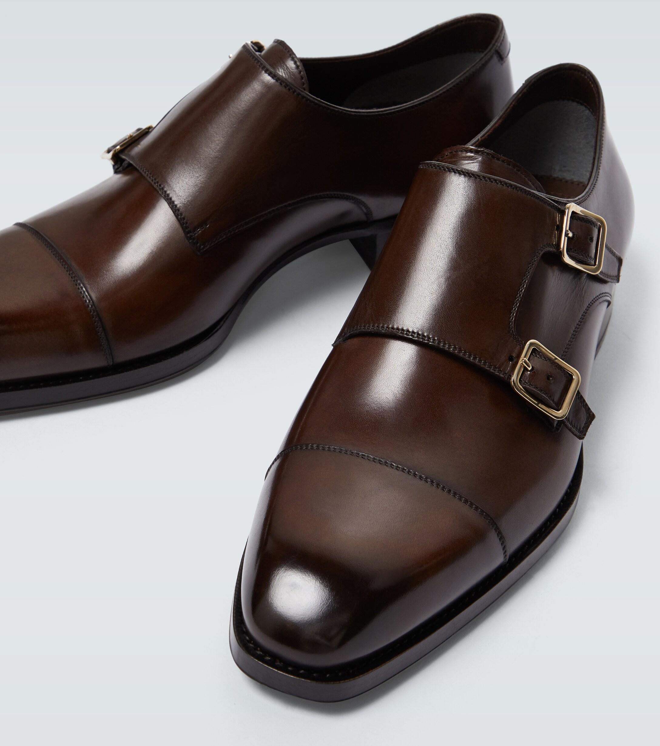 Tom Ford Elkan Double Monk Strap Shoes in Brown for Men | Lyst