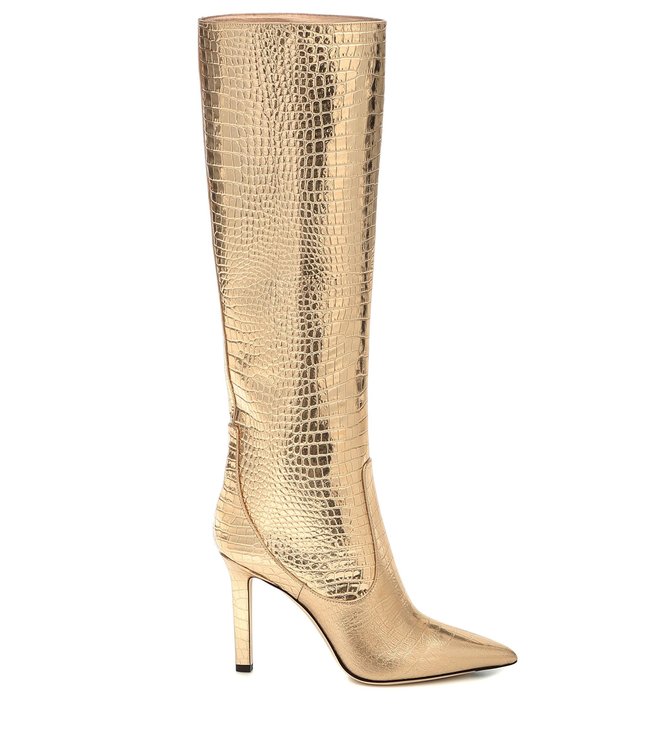 Jimmy Choo Mavis 100 Leather Knee-high Boots in Gold (Metallic) - Lyst