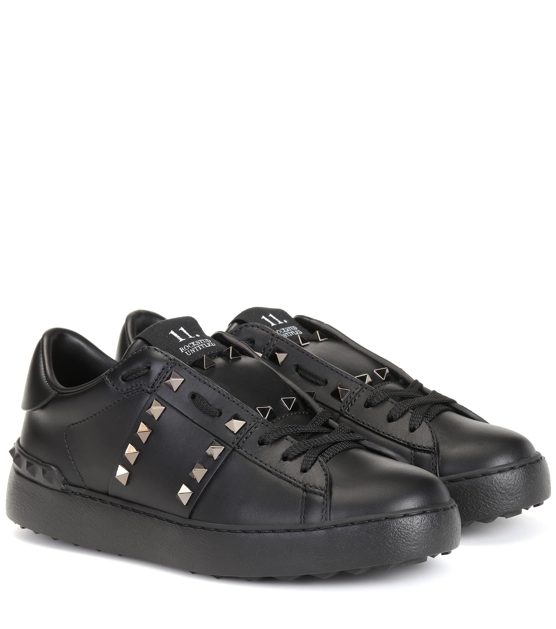 Valentino Rockstud Untitled Noir Leather Sneakers in Black - Lyst