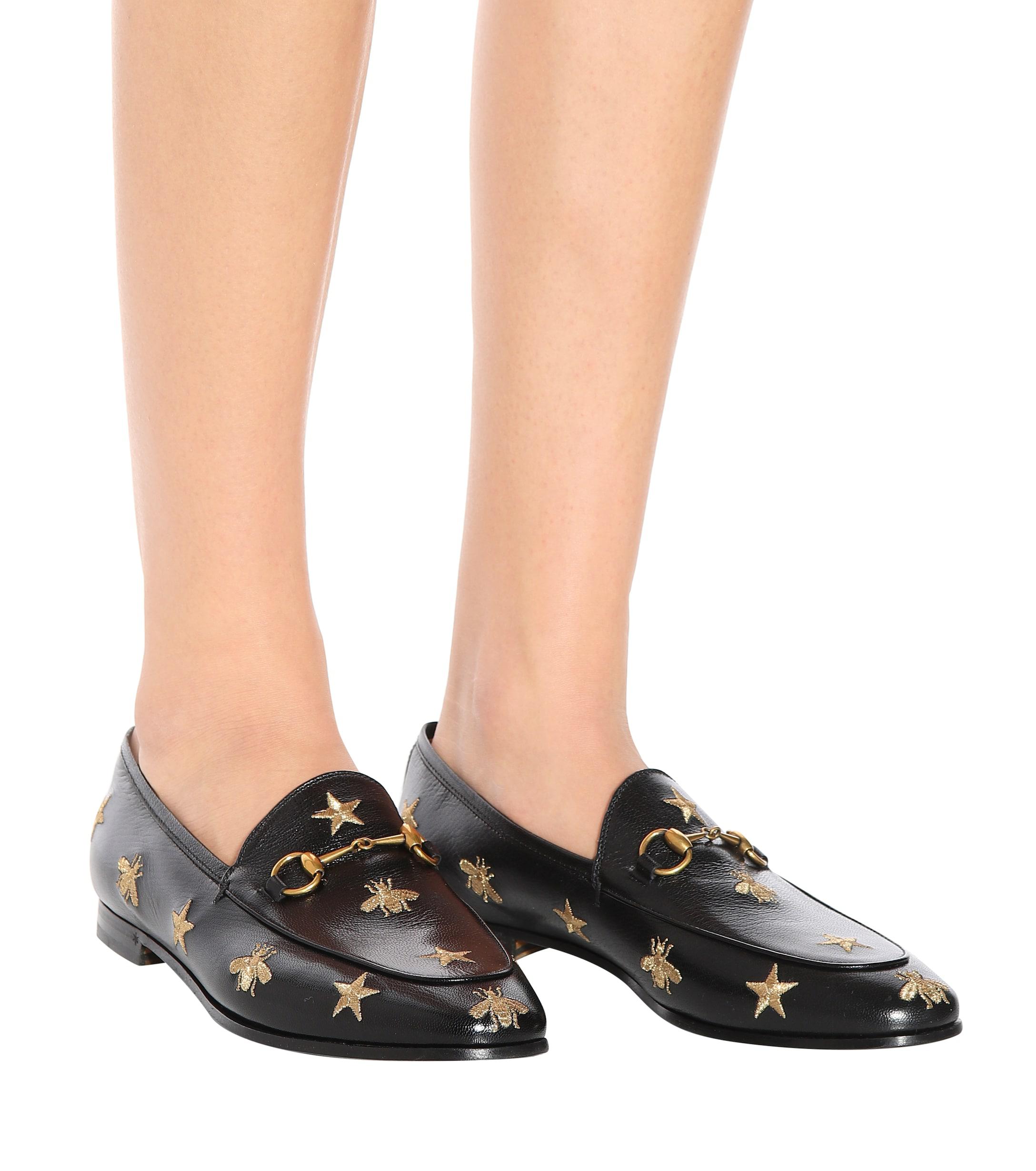 gucci jordaan star & bee leather loafer