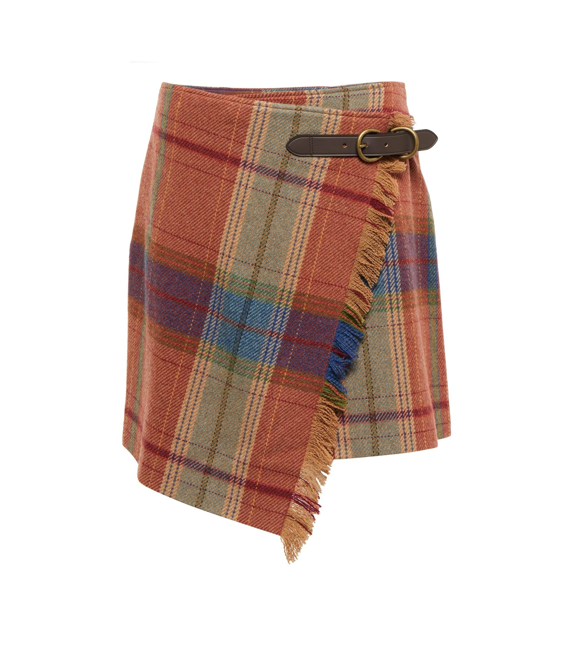 Polo Ralph Lauren Checked Wool-blend Wrap Skirt | Lyst
