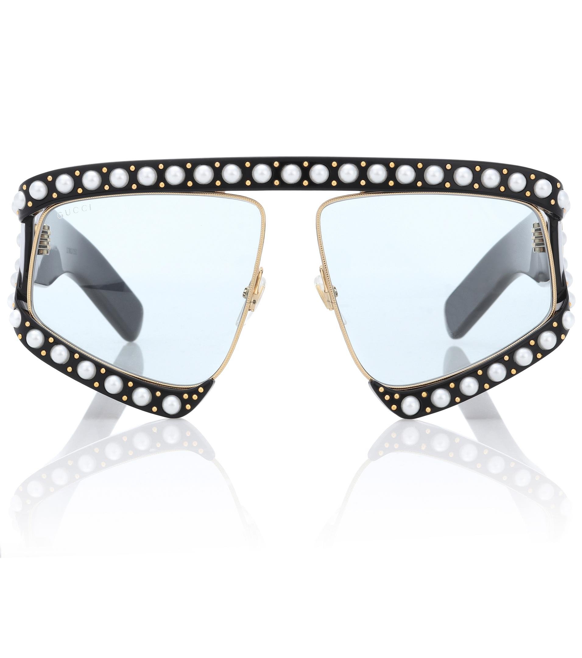 Despido virar erupción Gafas de sol adornadas con perlas de imitación Gucci de color Negro | Lyst