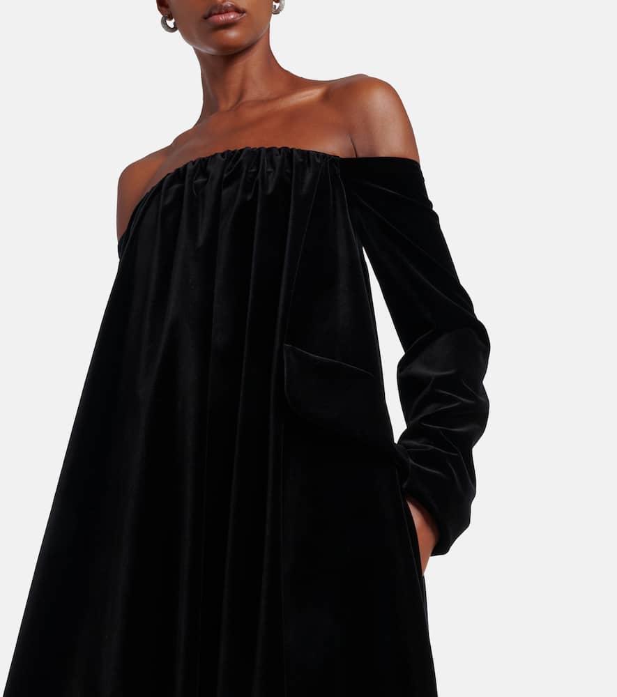 Max Mara Open-Back Cotton Velvet Gown in Black Lyst UK