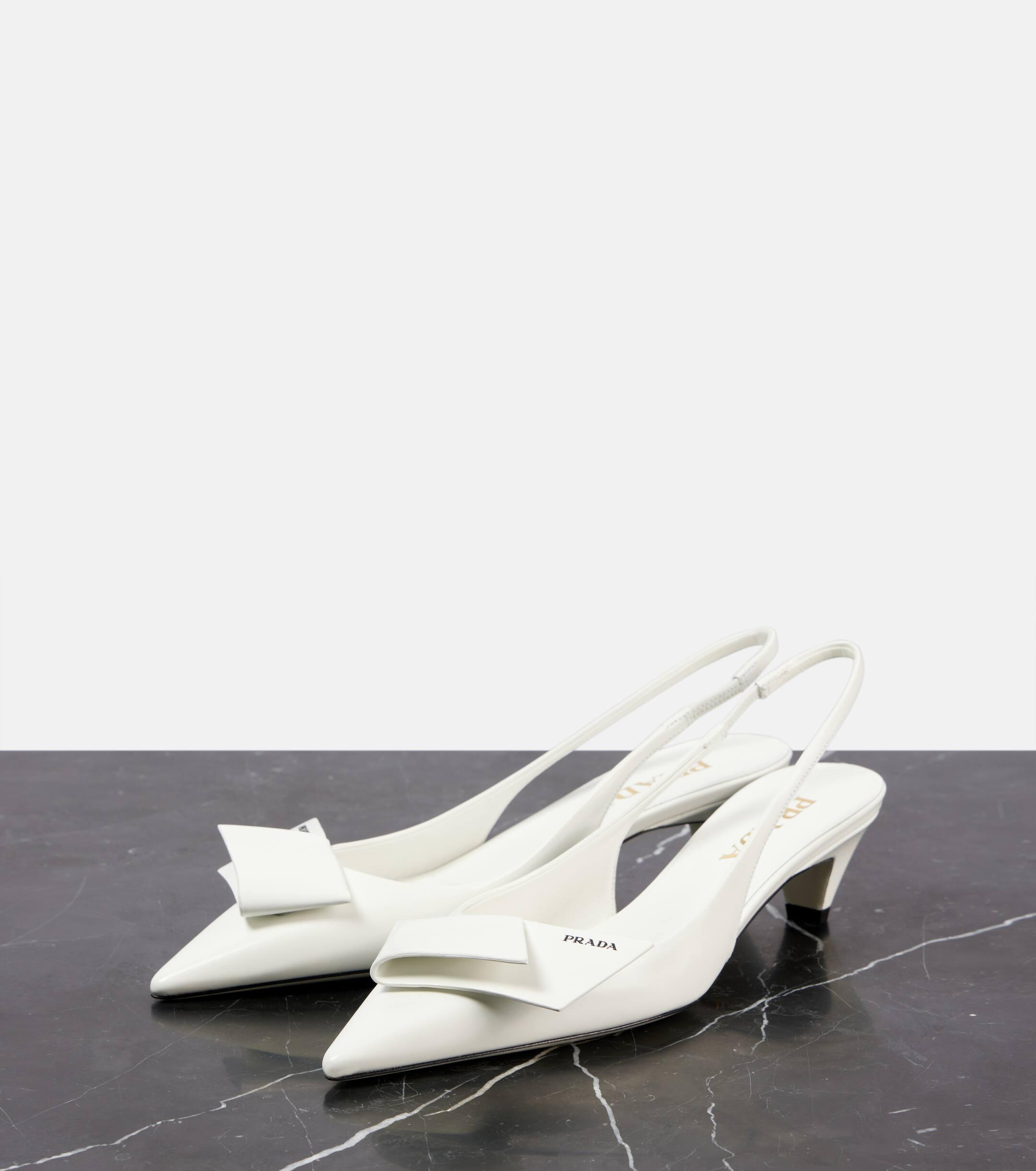 Prada Modellerie Leather Slingback Pumps in White Lyst UK