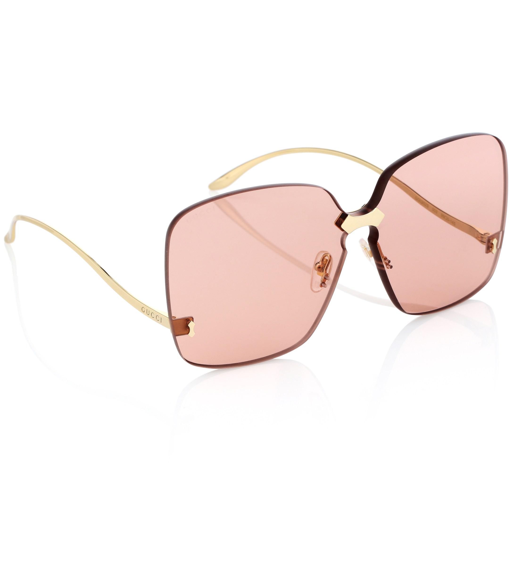 Gucci Synthetic Square-frame Rimless Sunglasses in Pink | Lyst