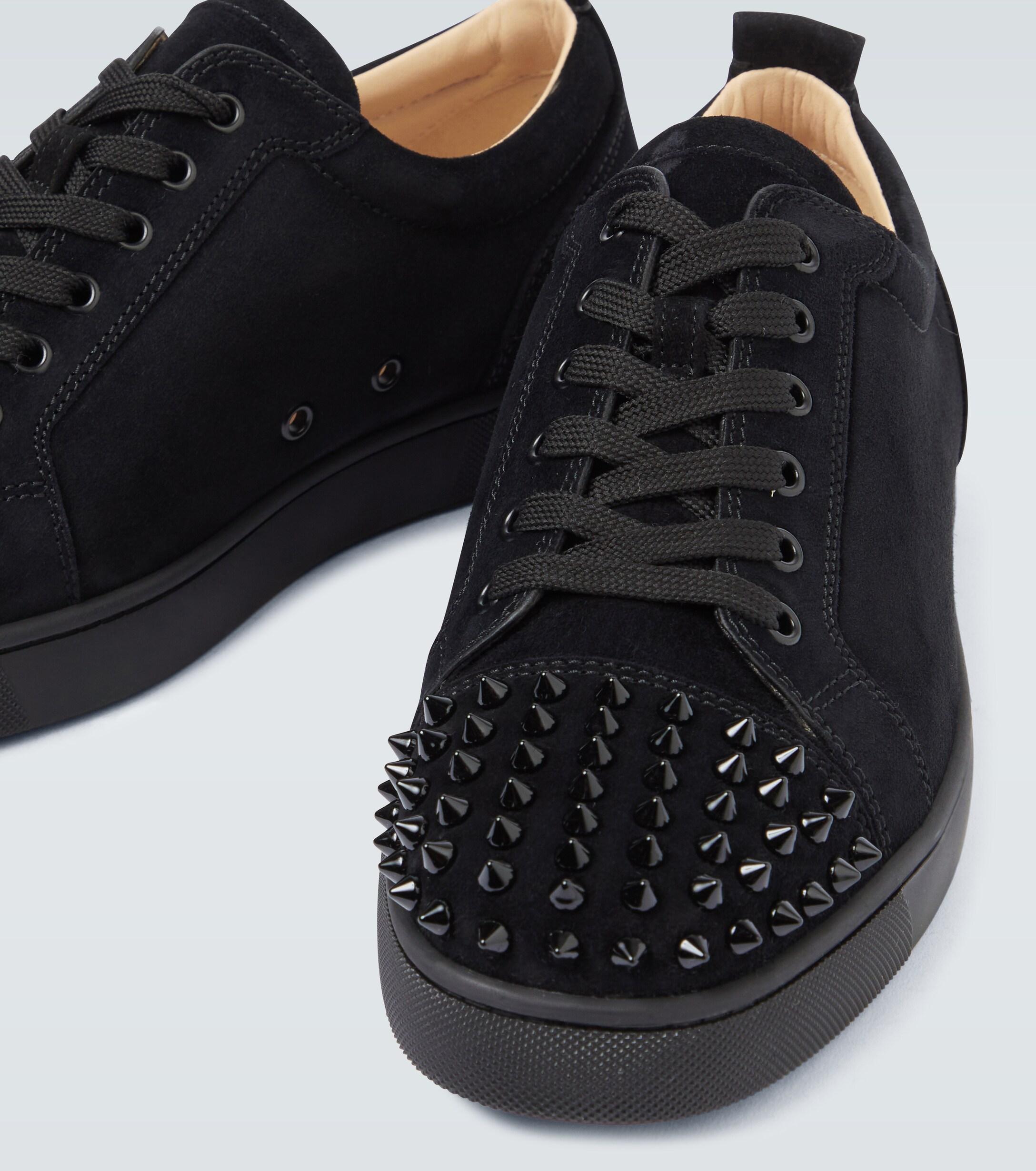 Christian Louboutin Suede Louis Junior Spikes Sneakers in Black for Men -  Lyst