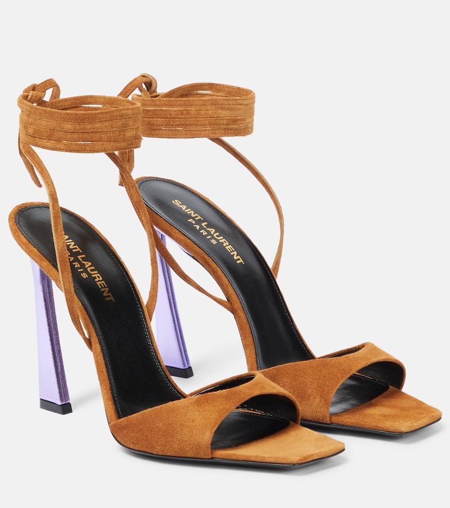 Saint Laurent Paz 105 Suede Sandals in Orange Lyst