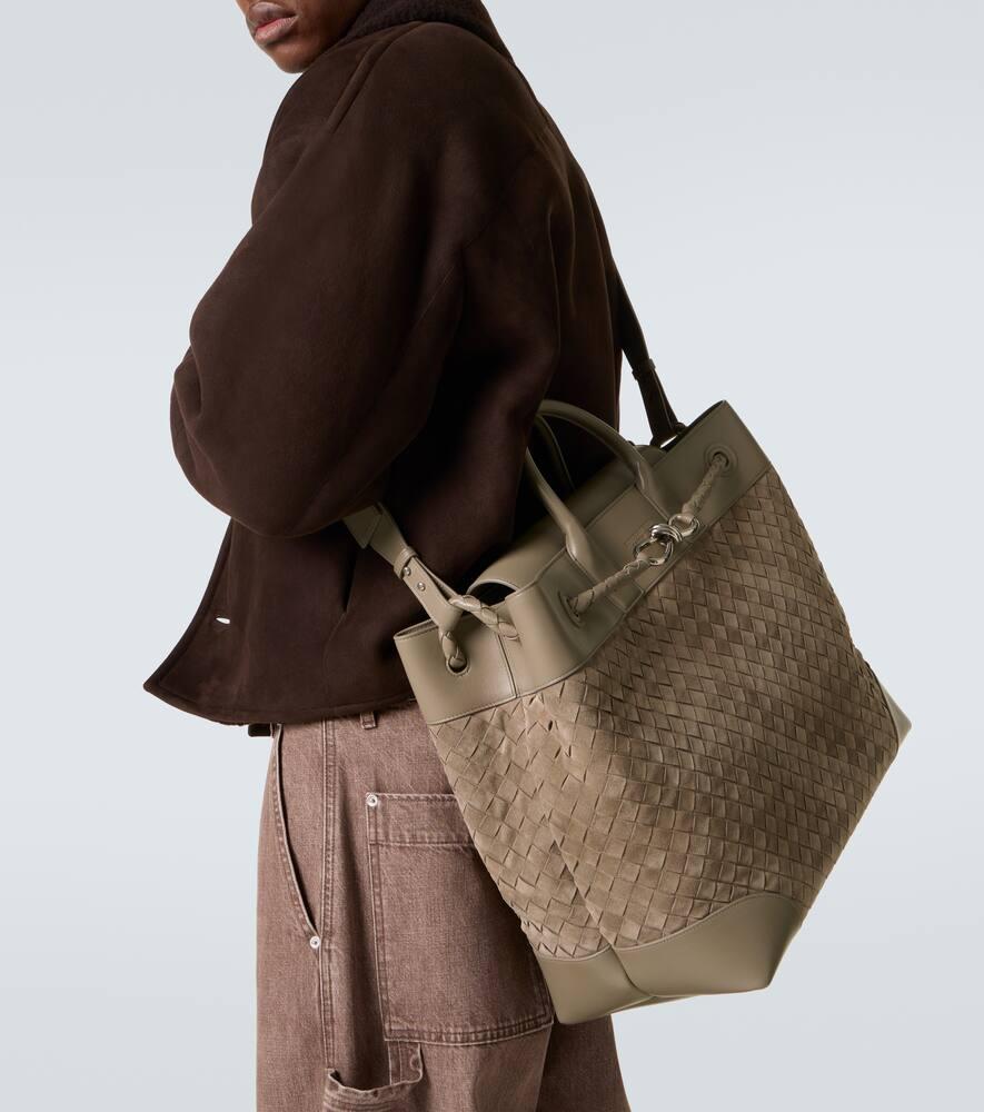 Bottega Veneta Andiamo Voyager Suede And Leather Tote Bag in