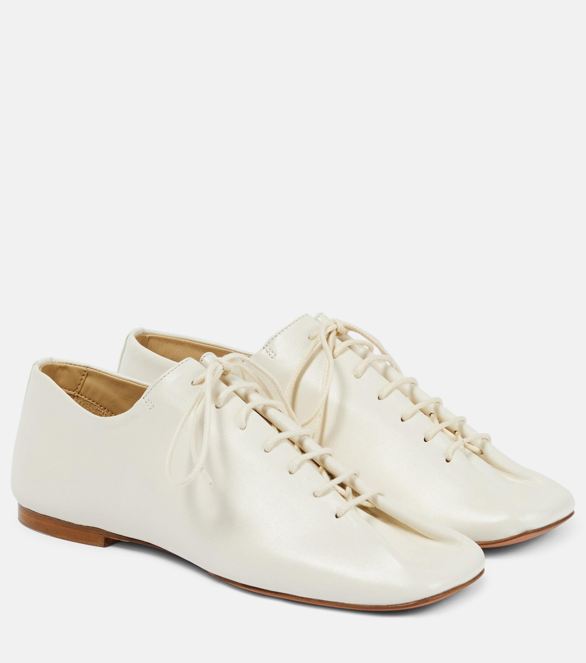 Lemaire Souris Leather Derby Shoes in White | Lyst