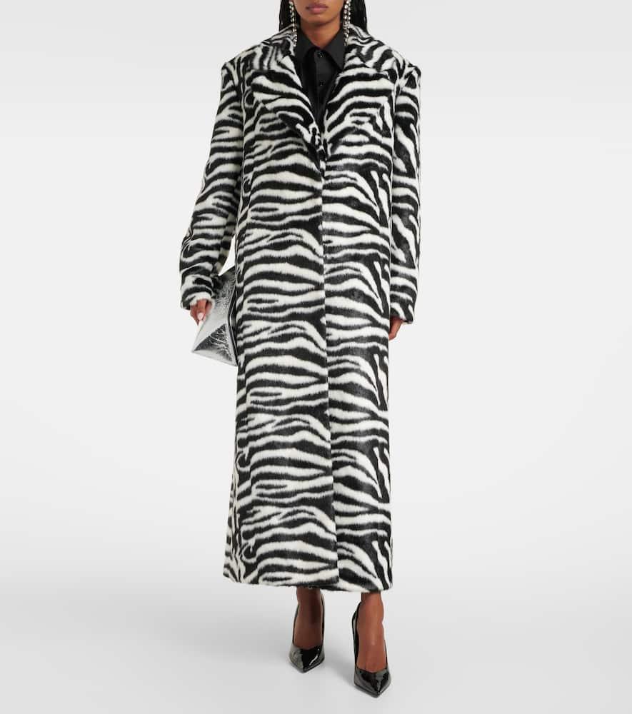 ROTATE BIRGER CHRISTENSEN Zebra-Print Faux Fur Coat in White | Lyst