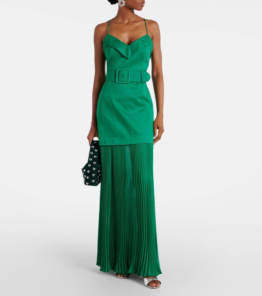 Rebecca Vallance Bailey Belted Pleated Maxi Dress in Green | Lyst