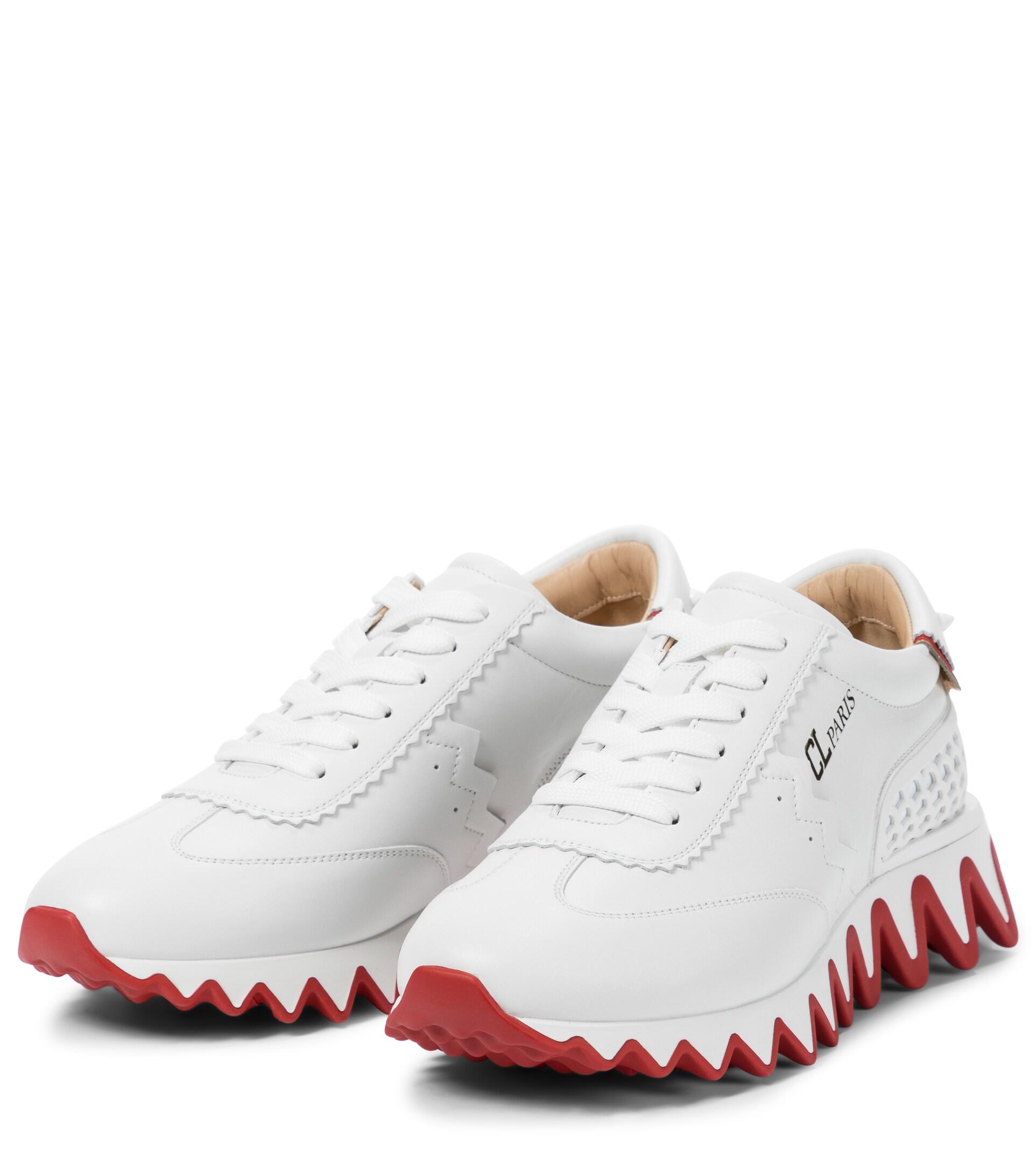 Christian Louboutin Loubishark Leather Sneakers in White | Lyst