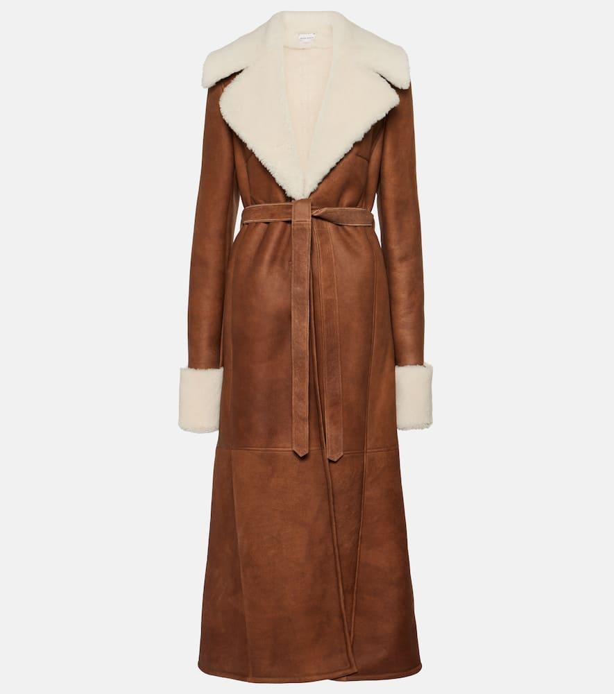 Magda Butrym Shearling-Lined Leather Coat in Brown | Lyst