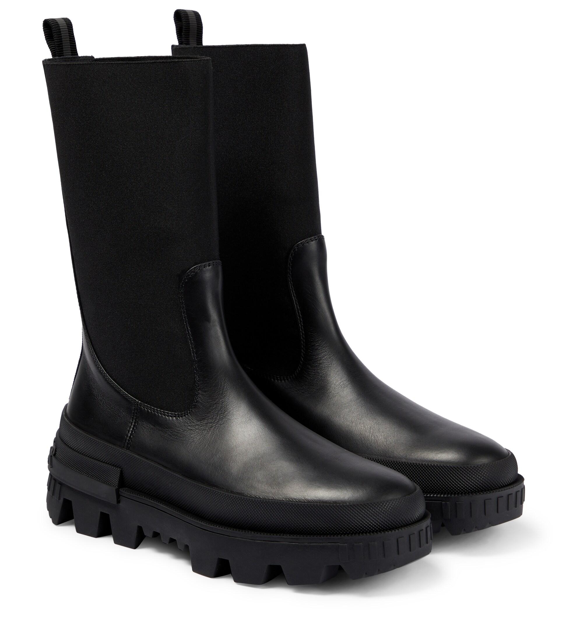Moncler Neue Leather Chelsea Boots in Black | Lyst