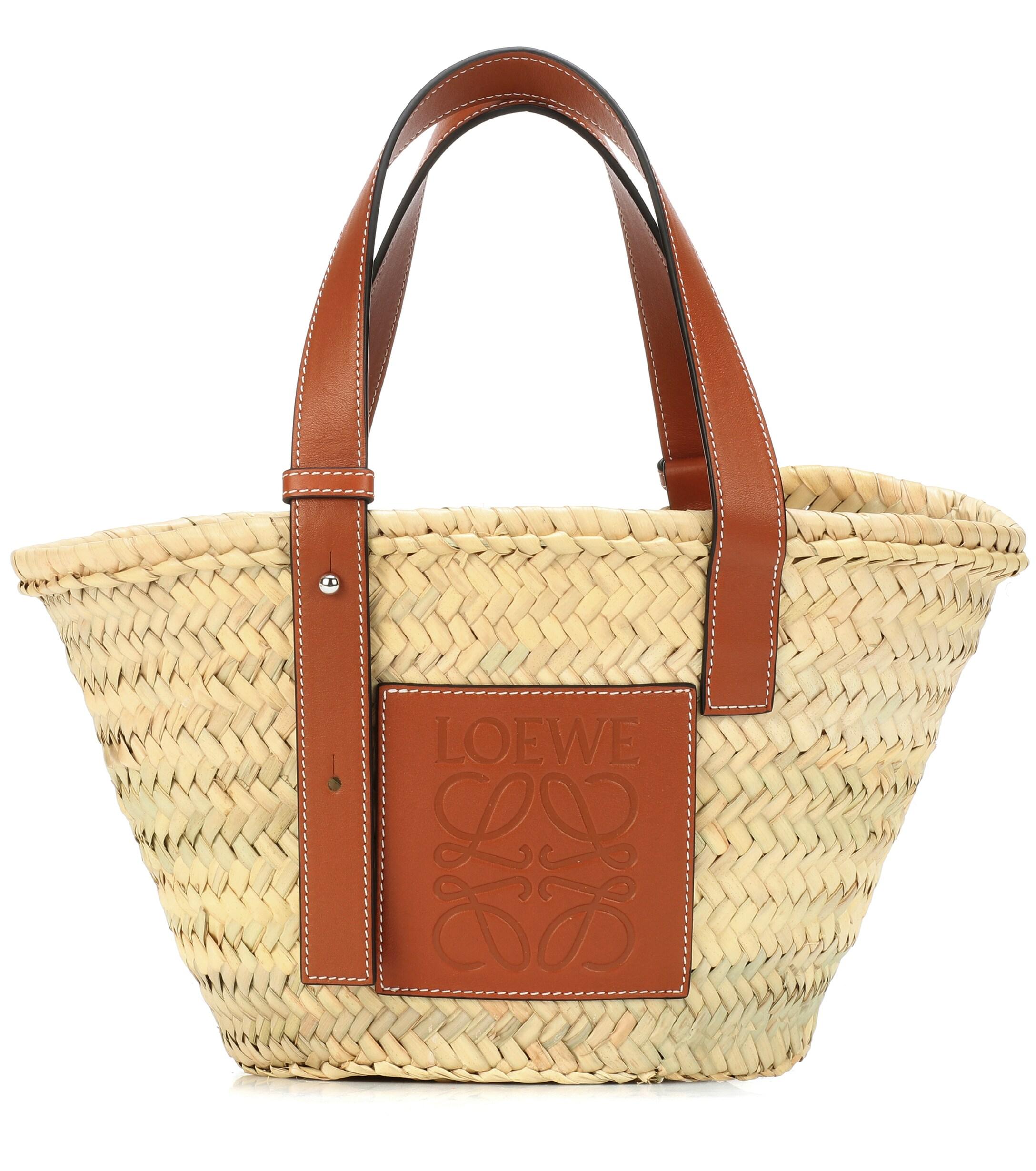 Loewe Leather Medium Raffia Basket Bag - Save 18% - Lyst