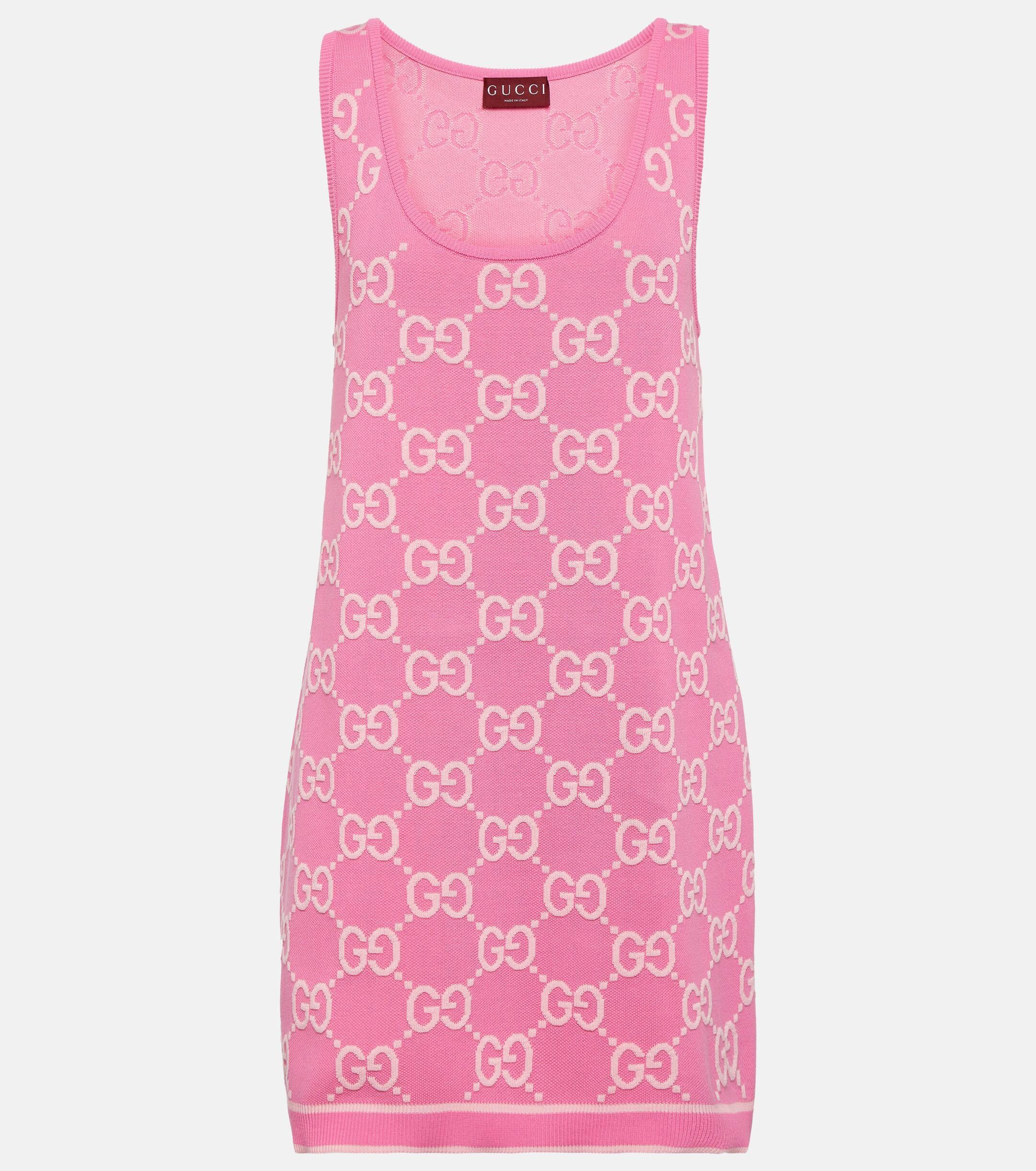Gucci Gg Cotton Jacquard Minidress in Pink | Lyst UK