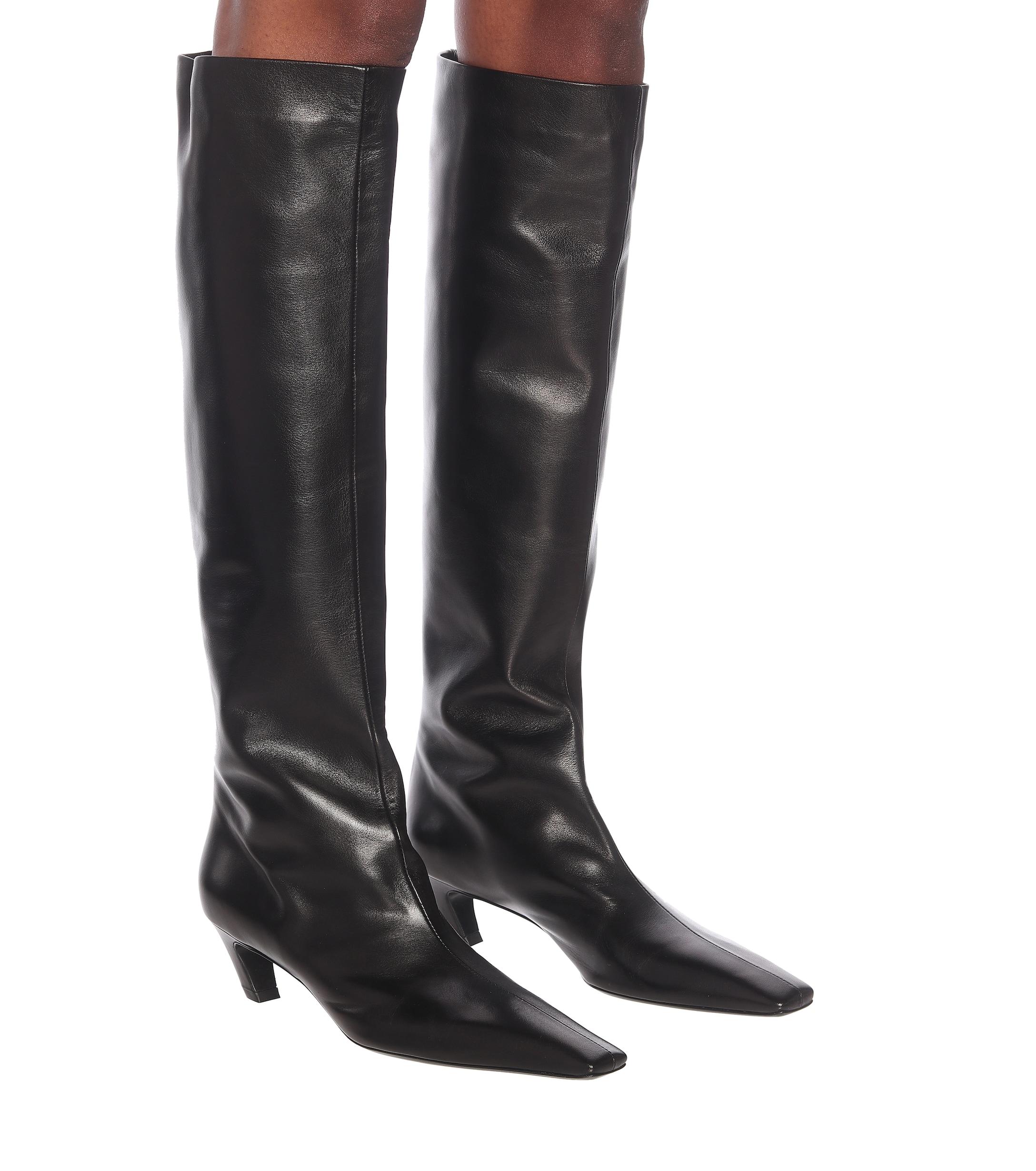 Khaite Davis Leather Knee-high Boots in Black - Lyst