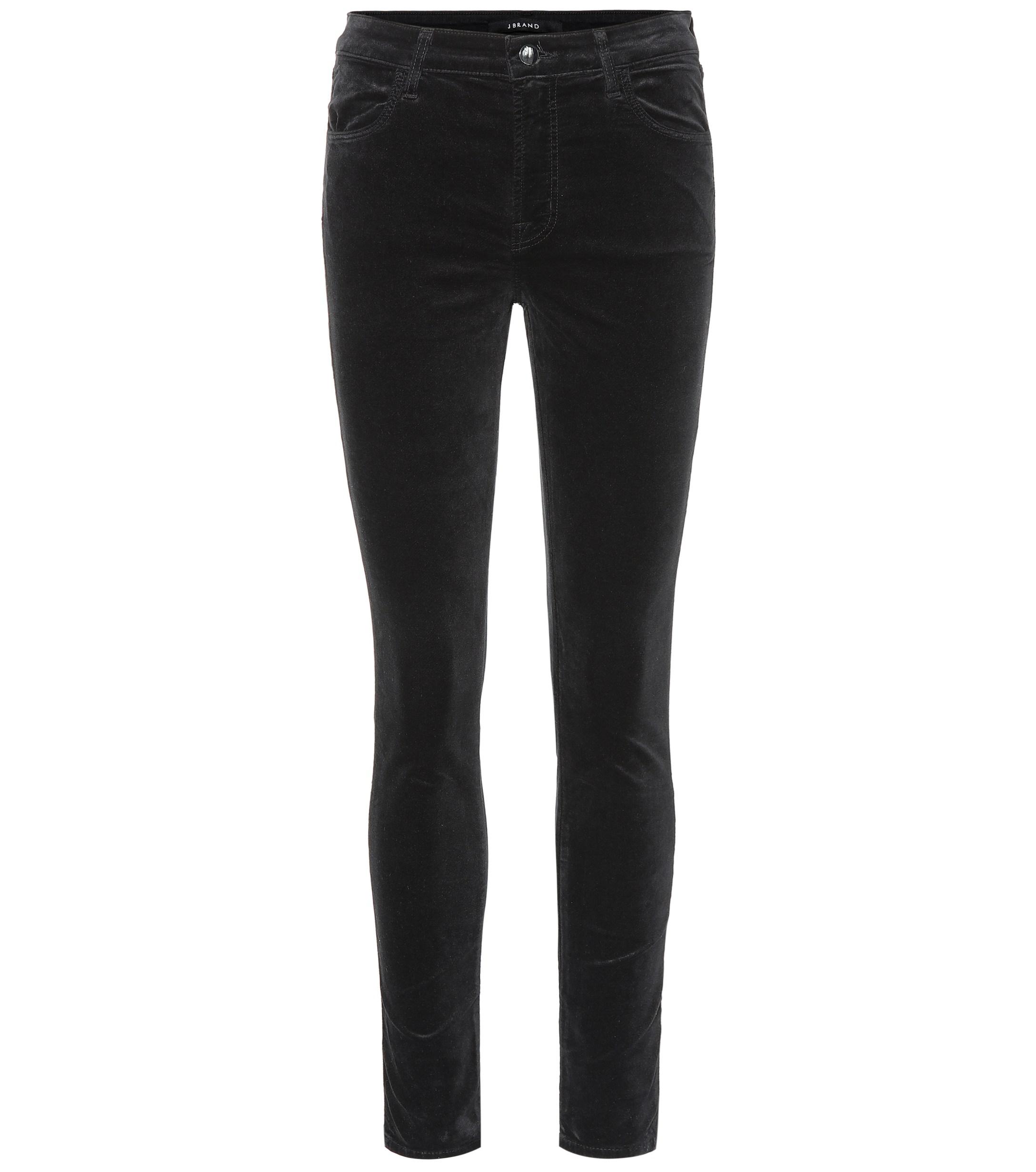J Brand Denim Maria High-rise Velvet Skinny Jeans in Black | Lyst