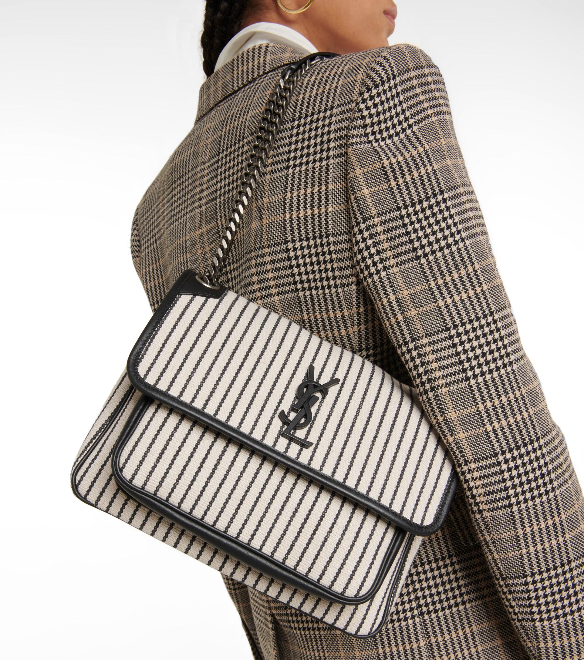 Saint Laurent Niki Medium Striped Canvas Shoulder Bag
