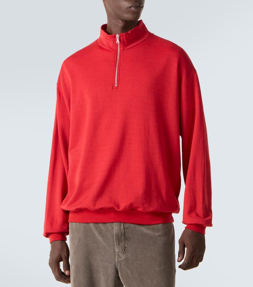 AURALEE Wool-Blend Half-Zip Sweatshirt in Red for Men | Lyst
