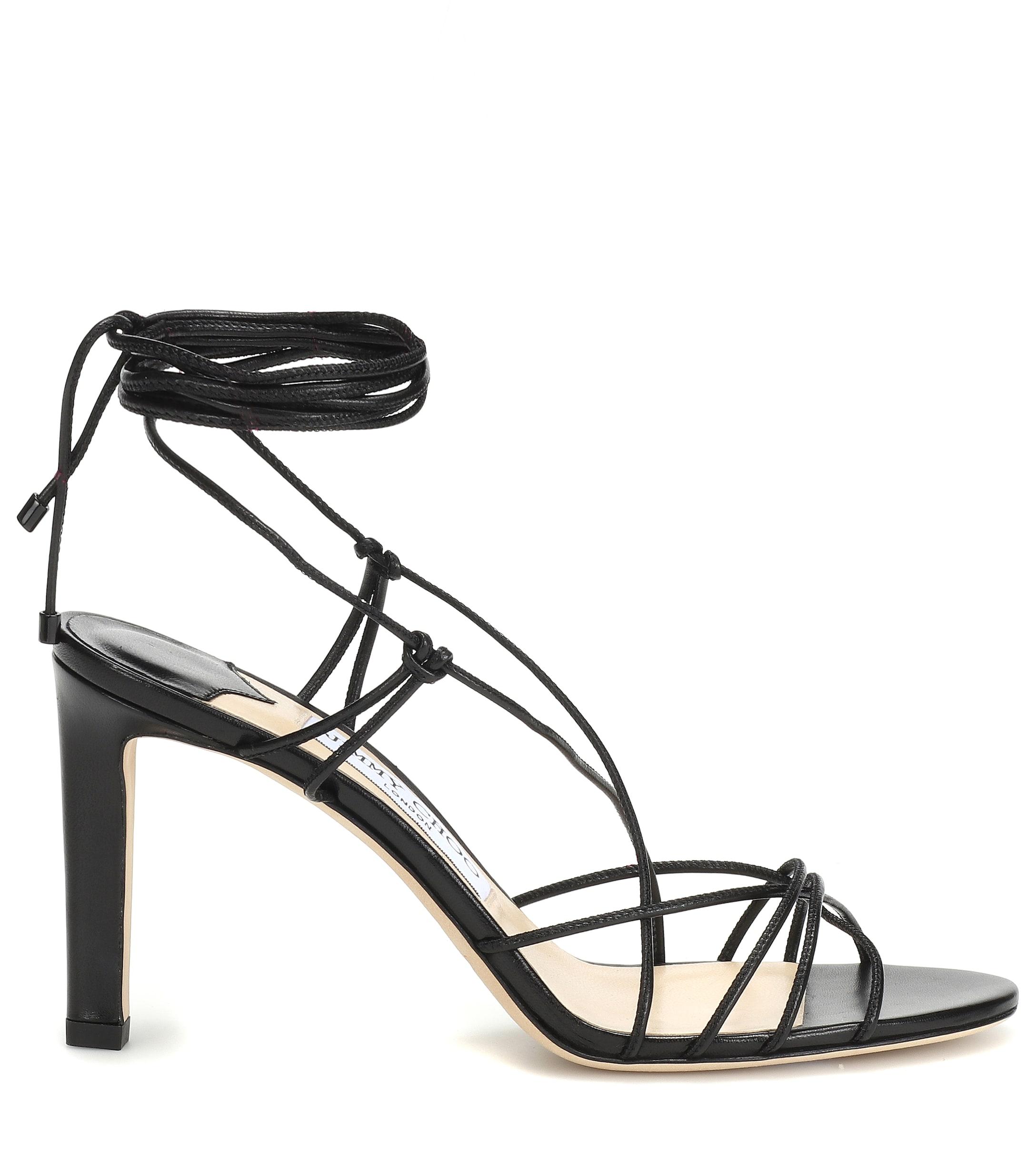 Jimmy Choo Diosa 85 Luxe Nappa Leather Sandals in Black