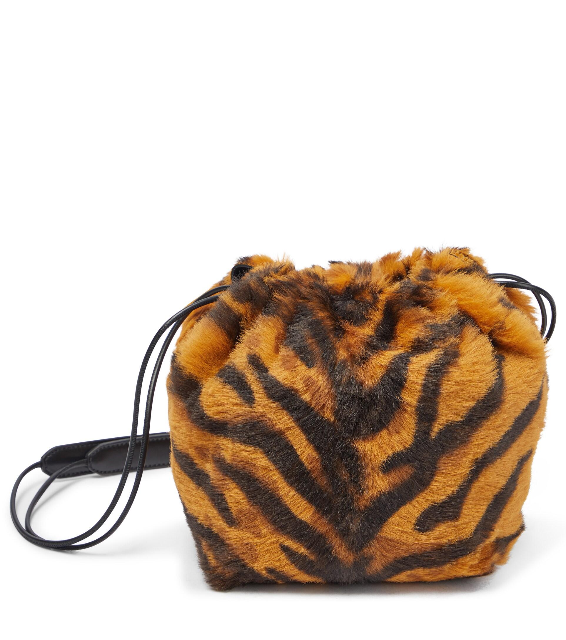 Jil Sander Tigerprint Calfhair Bucket Bag in Brown Lyst
