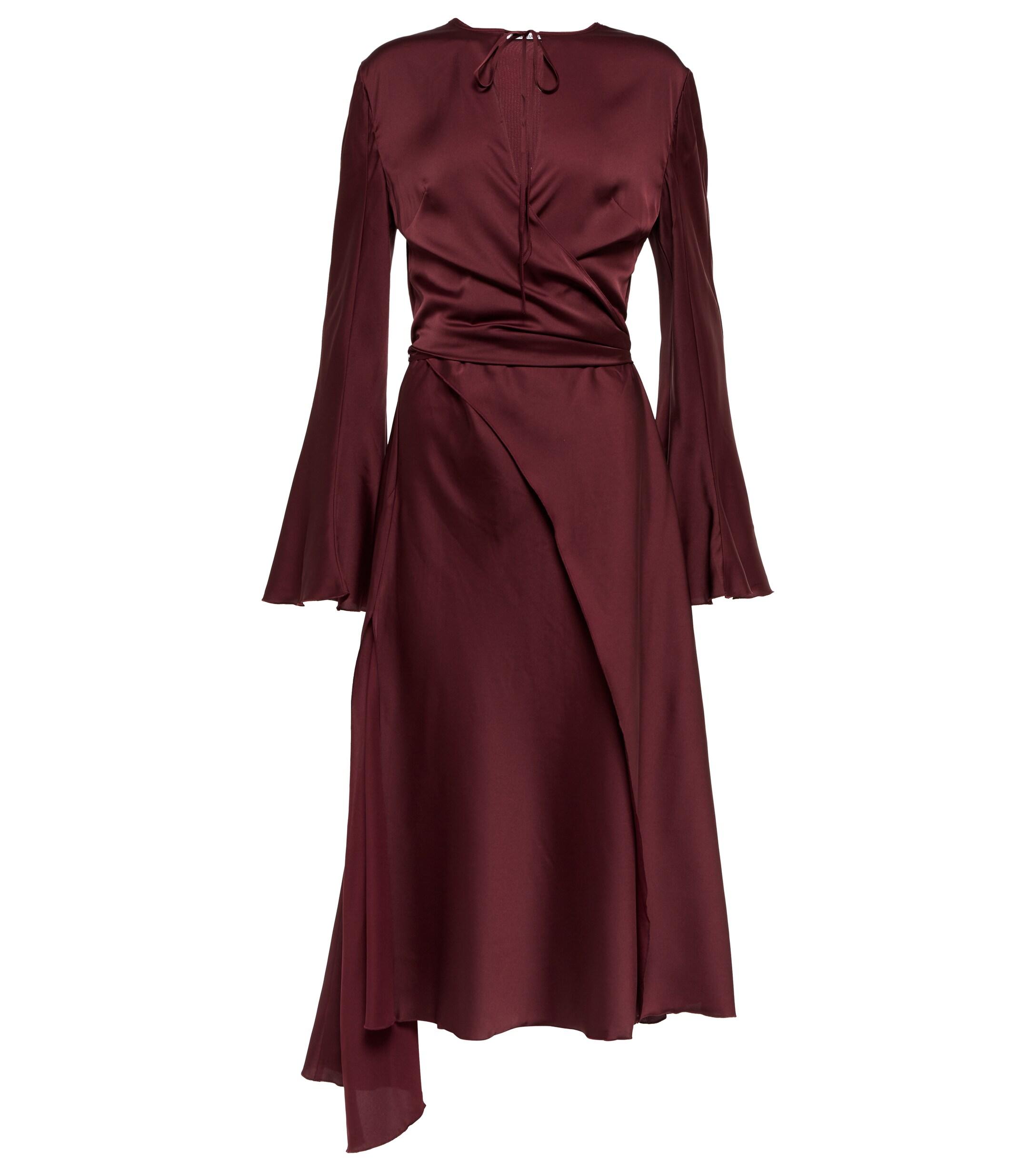 Acne Studios Wrap Satin Midi Dress in Red | Lyst UK