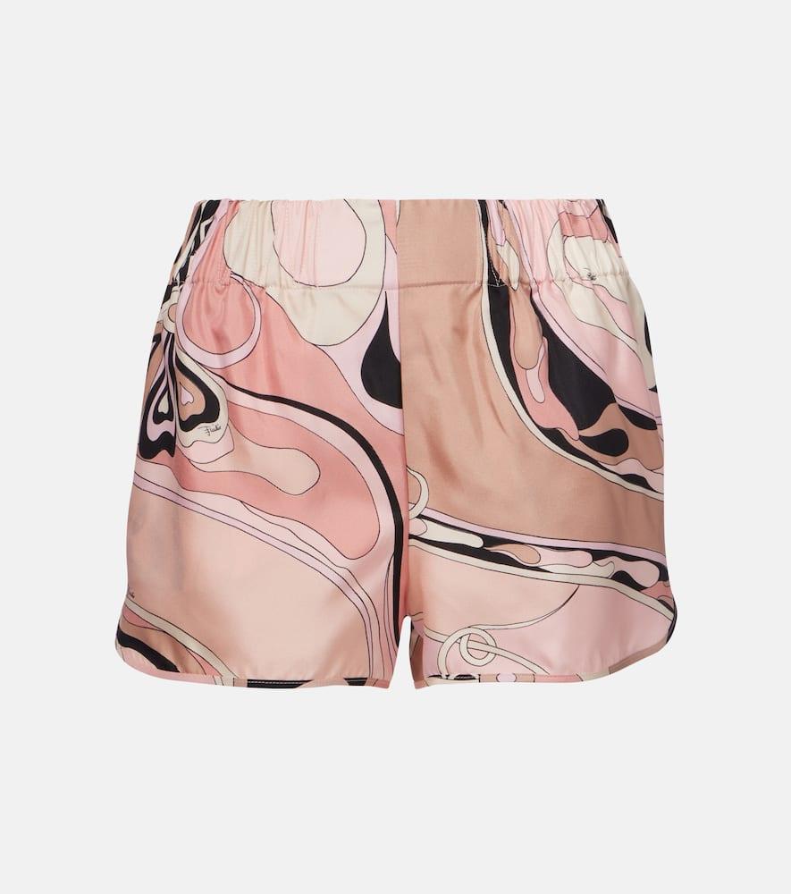 PUCCI Orchidee Silk Twill Shorts in Pink Lyst